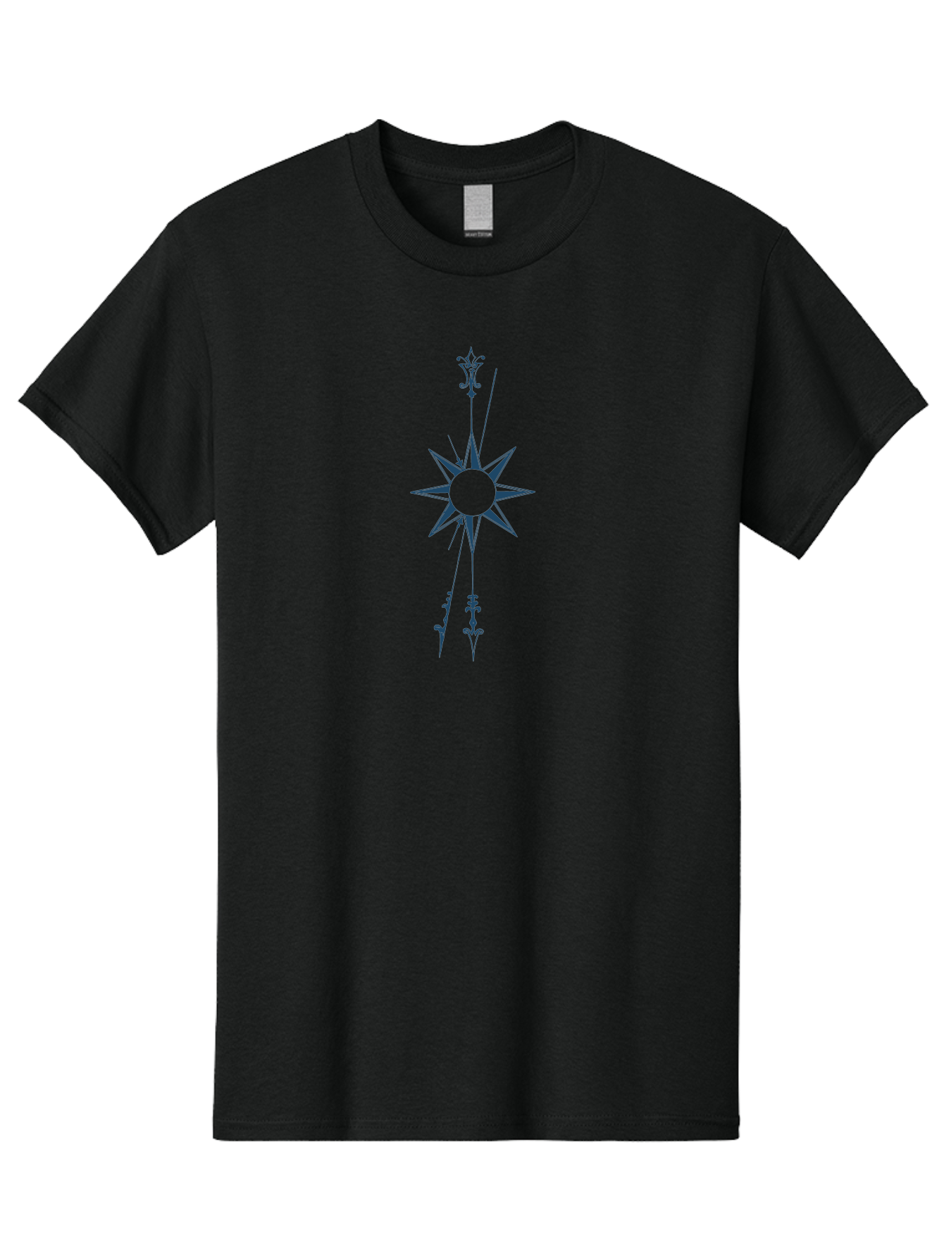 Vertical Compass Rose Men'S Graphic Tee, 100% Cotton, Comfortable Casual Summer Wear, Machine Washable, Stylish Star Emblem, Symmetrical Design, Floral Pattern, Modern Graphics, Abstract Art, Decorative Elements, Minimalist Style Aae771 13
