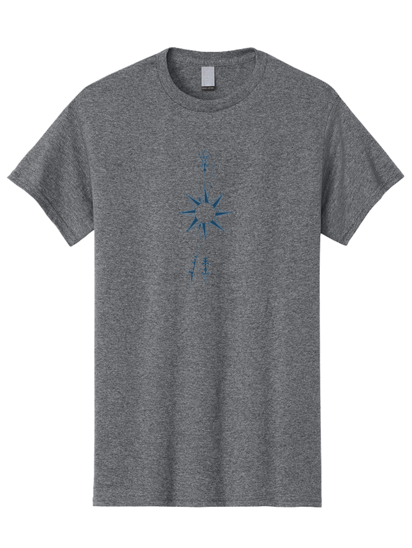 Vertical Compass Rose Men'S Graphic Tee, 100% Cotton, Comfortable Casual Summer Wear, Machine Washable, Stylish Star Emblem, Symmetrical Design, Floral Pattern, Modern Graphics, Abstract Art, Decorative Elements, Minimalist Style Aae771 23