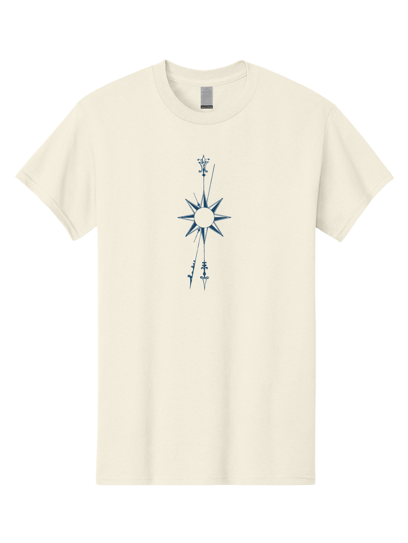 Vertical Compass Rose Men'S Graphic Tee, 100% Cotton, Comfortable Casual Summer Wear, Machine Washable, Stylish Star Emblem, Symmetrical Design, Floral Pattern, Modern Graphics, Abstract Art, Decorative Elements, Minimalist Style Aae771 15