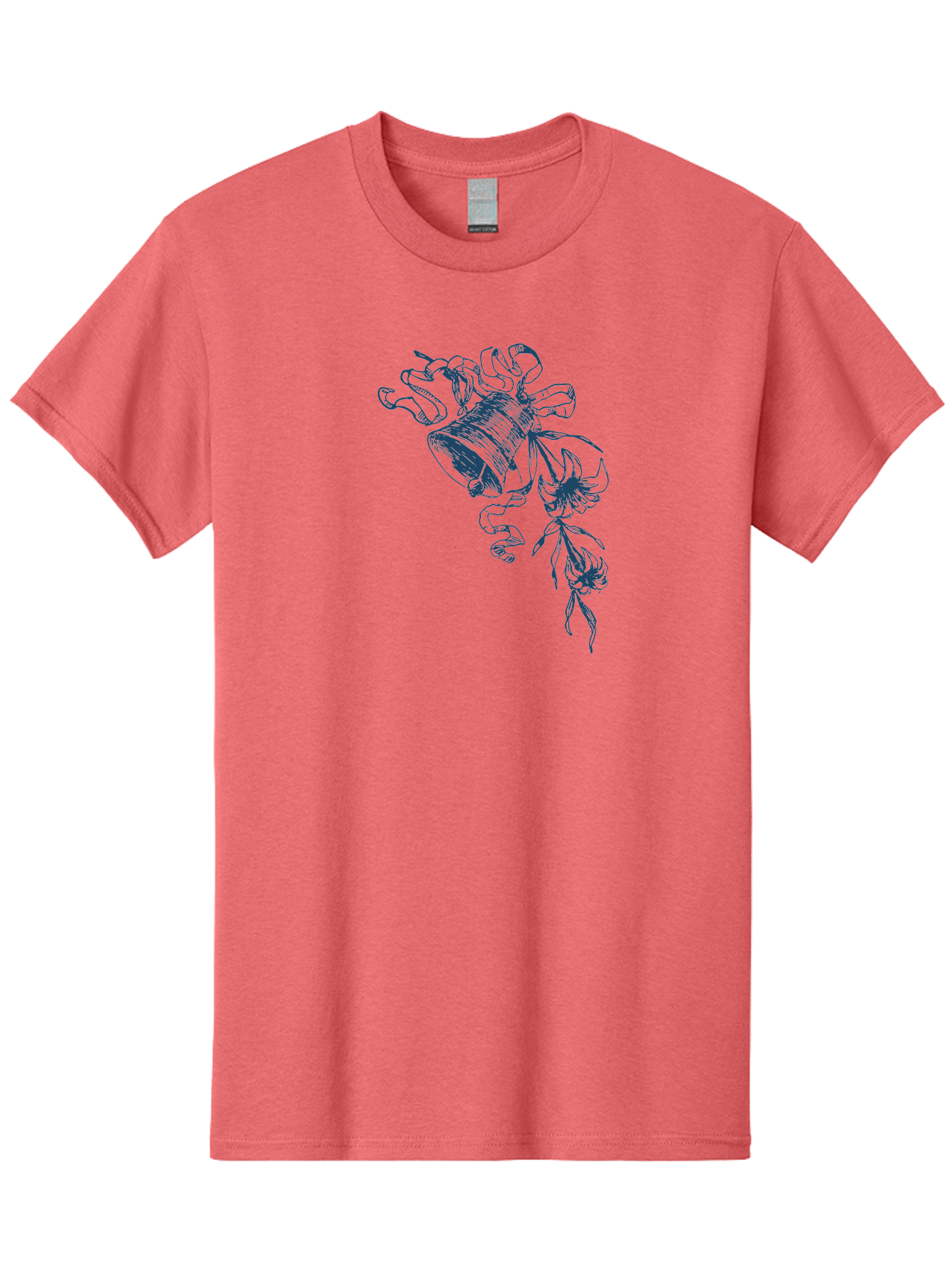 Victorian Bloom Ring Men'S Graphic Tee, 100% Cotton, Comfortable Casual Summer Wear, Machine Washable, Hand-Drawn Illustration, Bell With Flowers, Abstract Design, Floral Motifs, Whimsical Art, Creative Expression, Unique Visuals, Aae772 21
