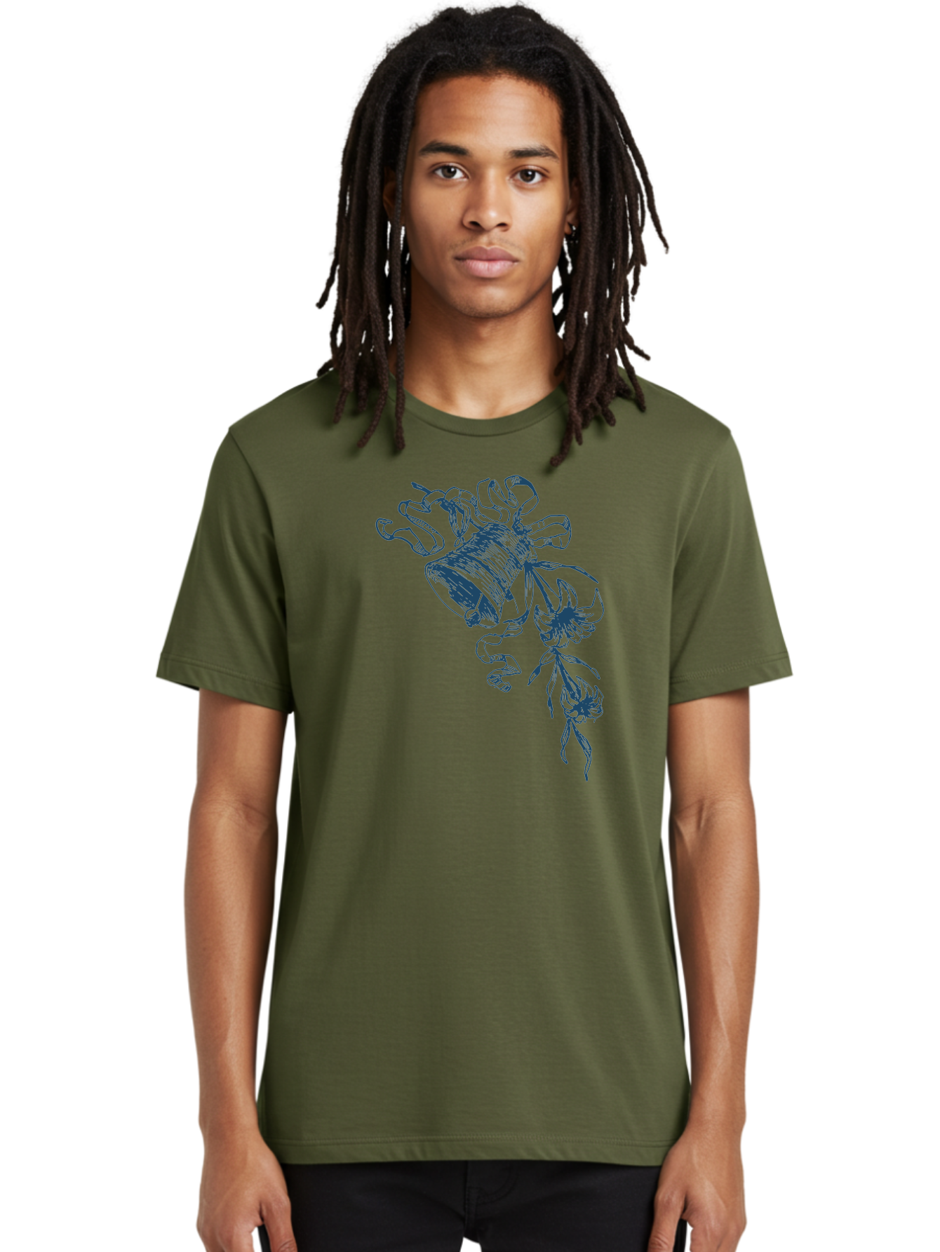 Victorian Bloom Ring Men'S Graphic Tee, 100% Cotton, Comfortable Casual Summer Wear, Machine Washable, Hand-Drawn Illustration, Bell With Flowers, Abstract Design, Floral Motifs, Whimsical Art, Creative Expression, Unique Visuals, Aae772 12