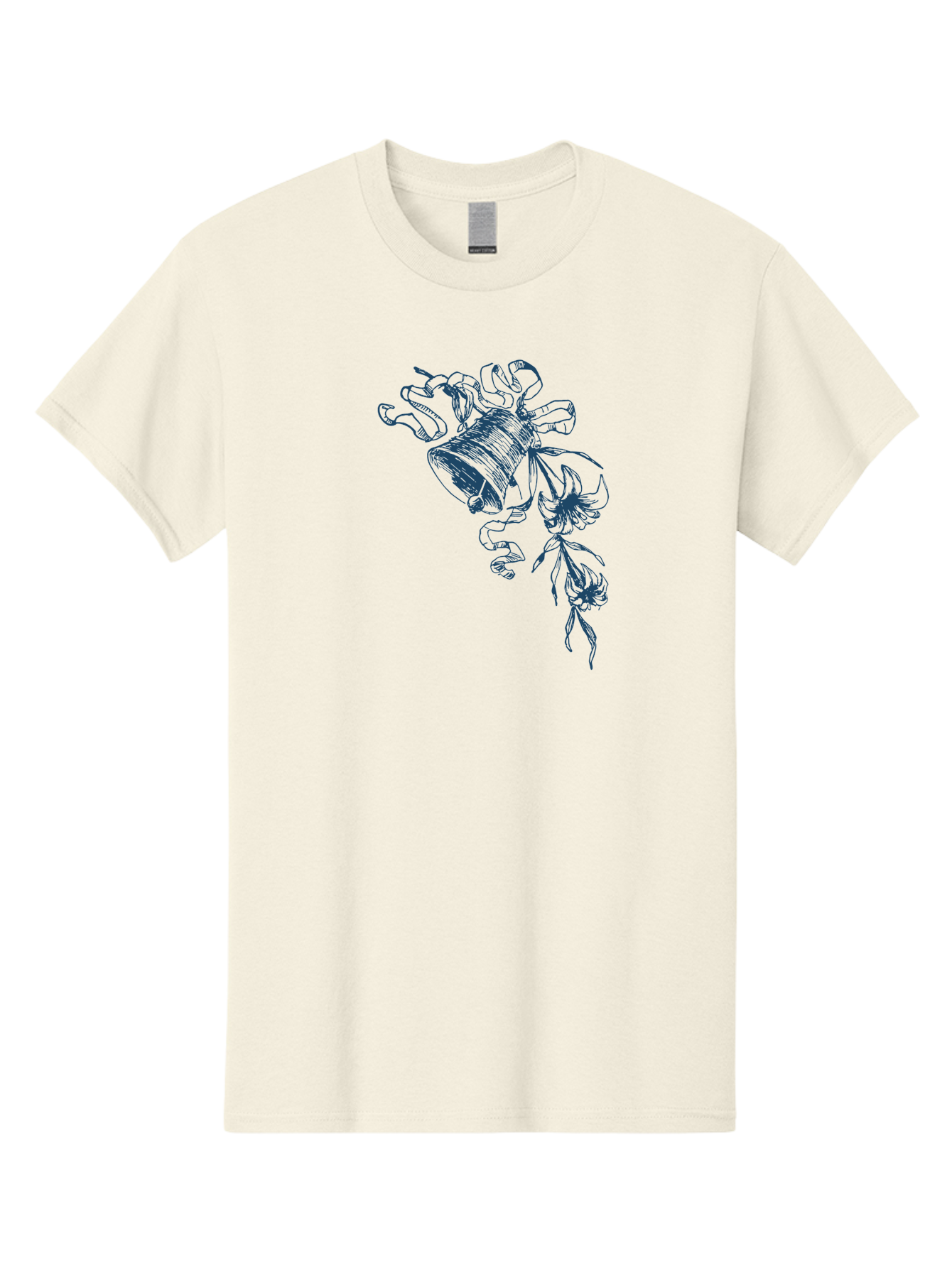 Victorian Bloom Ring Men'S Graphic Tee, 100% Cotton, Comfortable Casual Summer Wear, Machine Washable, Hand-Drawn Illustration, Bell With Flowers, Abstract Design, Floral Motifs, Whimsical Art, Creative Expression, Unique Visuals, Aae772 17