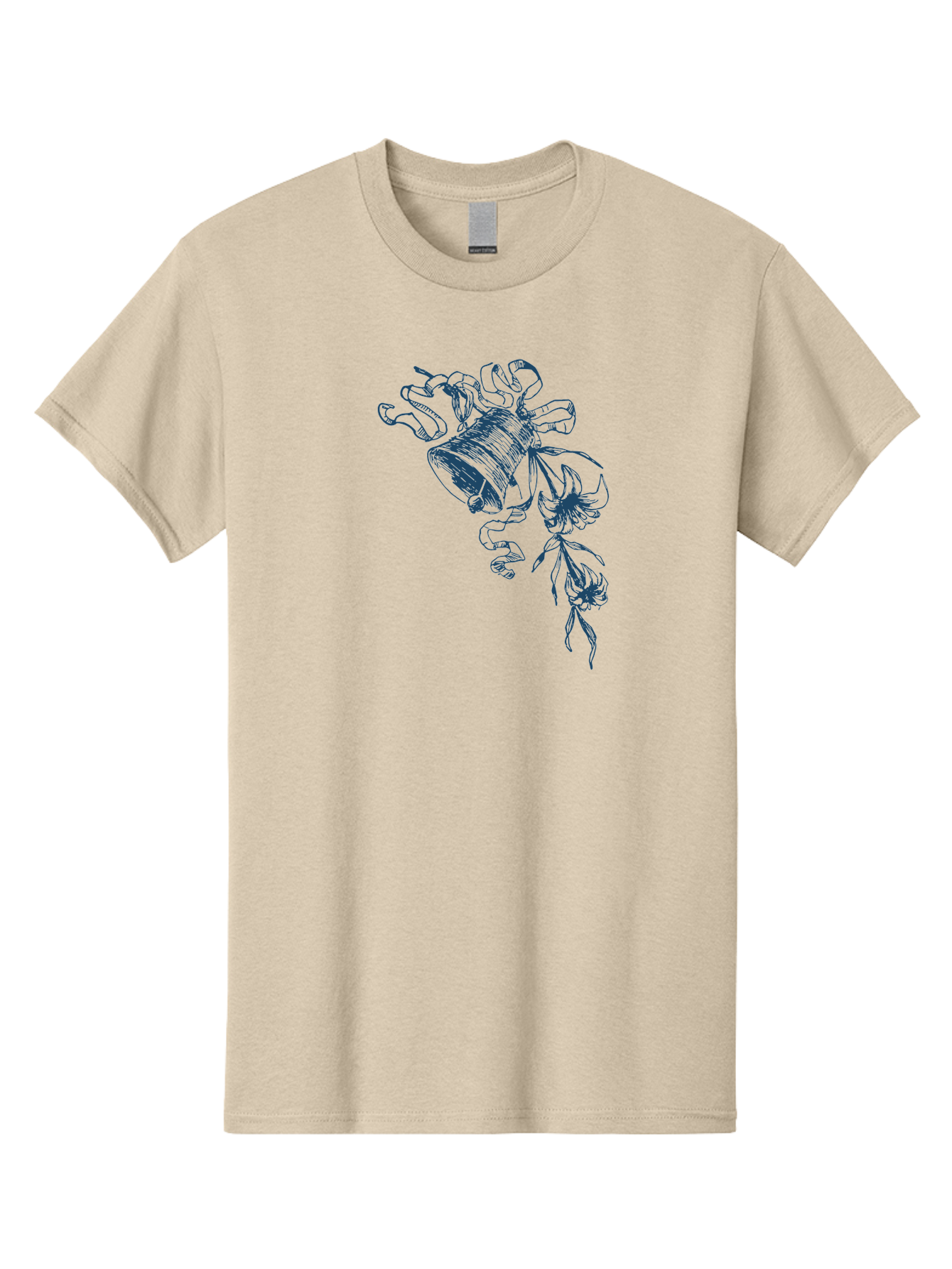 Victorian Bloom Ring Men'S Graphic Tee, 100% Cotton, Comfortable Casual Summer Wear, Machine Washable, Hand-Drawn Illustration, Bell With Flowers, Abstract Design, Floral Motifs, Whimsical Art, Creative Expression, Unique Visuals, Aae772 3