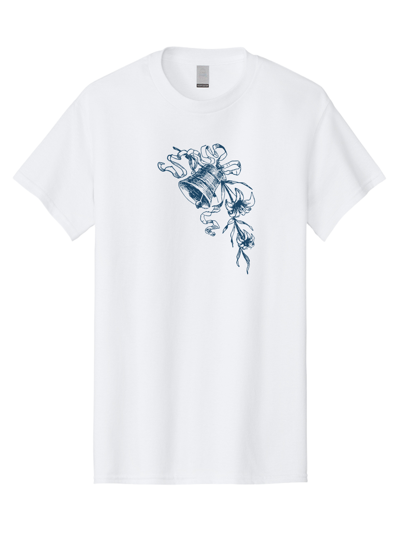 Victorian Bloom Ring Men'S Graphic Tee, 100% Cotton, Comfortable Casual Summer Wear, Machine Washable, Hand-Drawn Illustration, Bell With Flowers, Abstract Design, Floral Motifs, Whimsical Art, Creative Expression, Unique Visuals, Aae772 23