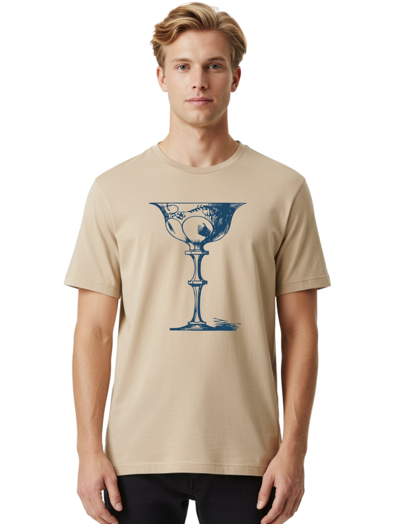 Victorian Cocktail Glass Men'S Graphic Tee, 100% Cotton, Comfortable Casual Summer Wear, Machine Washable, Elegant Glass, Luxury Design, Fine Dining, Wine Glass, Crystal Clear, Ornate Details, Refined Atmosphere, Sophisticated Decor, Aae773 25