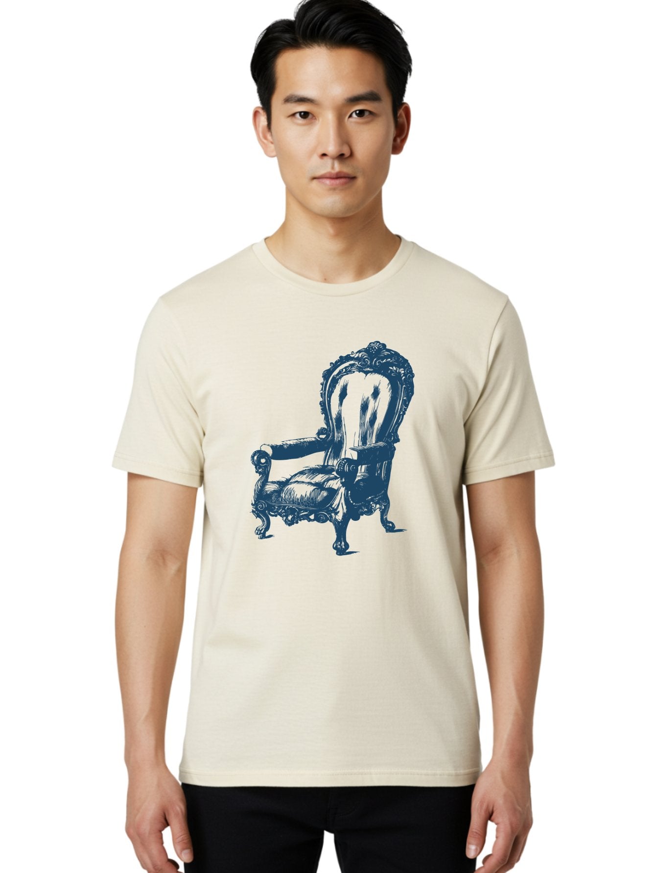 Victorian Lounge Chair Men'S Graphic Tee, 100% Cotton, Comfortable Casual Summer Wear, Machine Washable, Ornate Chair, Luxurious Furniture, Vintage Decor, Antique Armchair, Carved Wooden Details, Elegant Design, Classic Style, Aae774 23
