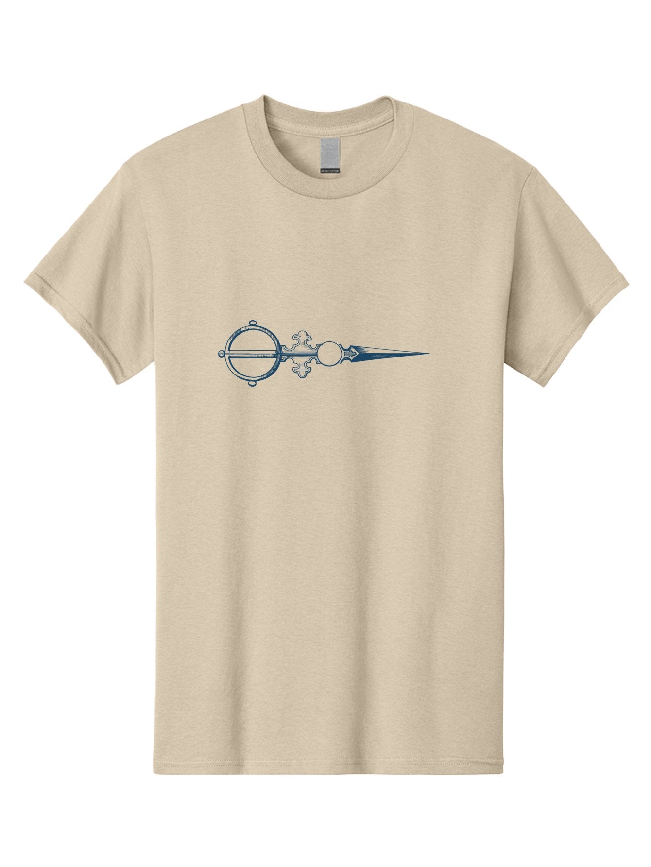 Victorian Needlepoint Scissors Men'S Graphic Tee, 100% Cotton, Comfortable Casual Summer Wear, Machine Washable, Stylized Dagger, Circular Symbol, Mystical Emblem, Esoteric Art, Symbolic Imagery, Abstract Design, Fantasy Element, Aae775 3