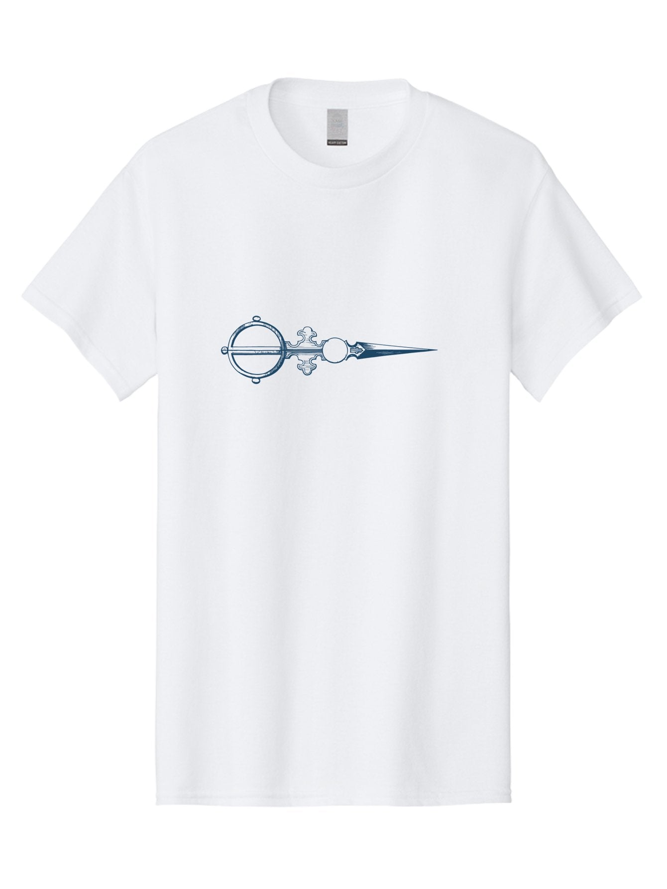 Victorian Needlepoint Scissors Men'S Graphic Tee, 100% Cotton, Comfortable Casual Summer Wear, Machine Washable, Stylized Dagger, Circular Symbol, Mystical Emblem, Esoteric Art, Symbolic Imagery, Abstract Design, Fantasy Element, Aae775 4