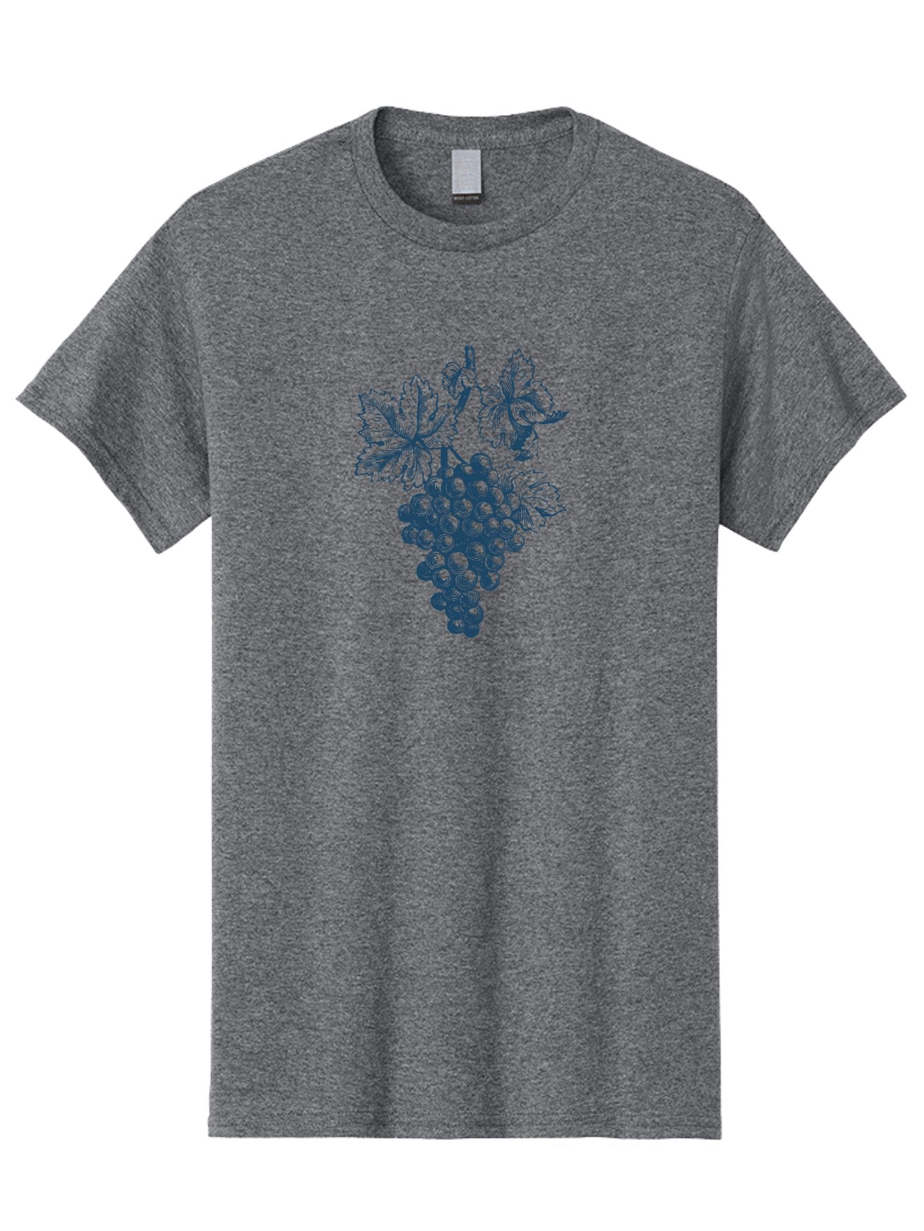 Vine & Soul Men'S Graphic Tee, 100% Cotton, Comfortable Casual Summer Wear, Machine Washable, Bunch Of Grapes, Grapevine Illustration, Wine Grapes, Vineyard Produce, Lush Foliage, Rustic Charm, Autumn Harvest, Dark Blue Ink, Vine Leaves Aae781 5