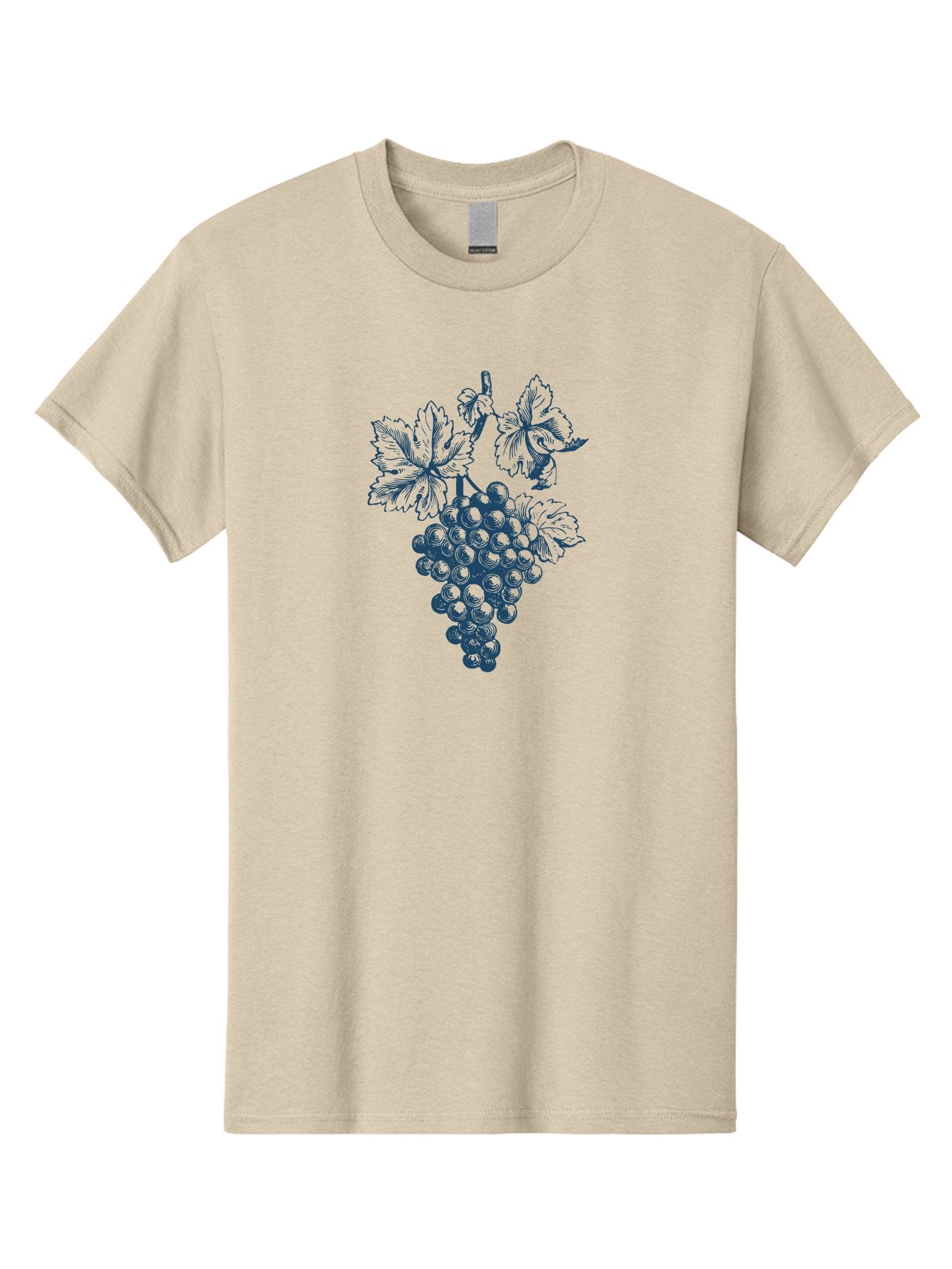 Vine & Soul Men'S Graphic Tee, 100% Cotton, Comfortable Casual Summer Wear, Machine Washable, Bunch Of Grapes, Grapevine Illustration, Wine Grapes, Vineyard Produce, Lush Foliage, Rustic Charm, Autumn Harvest, Dark Blue Ink, Vine Leaves Aae781 6