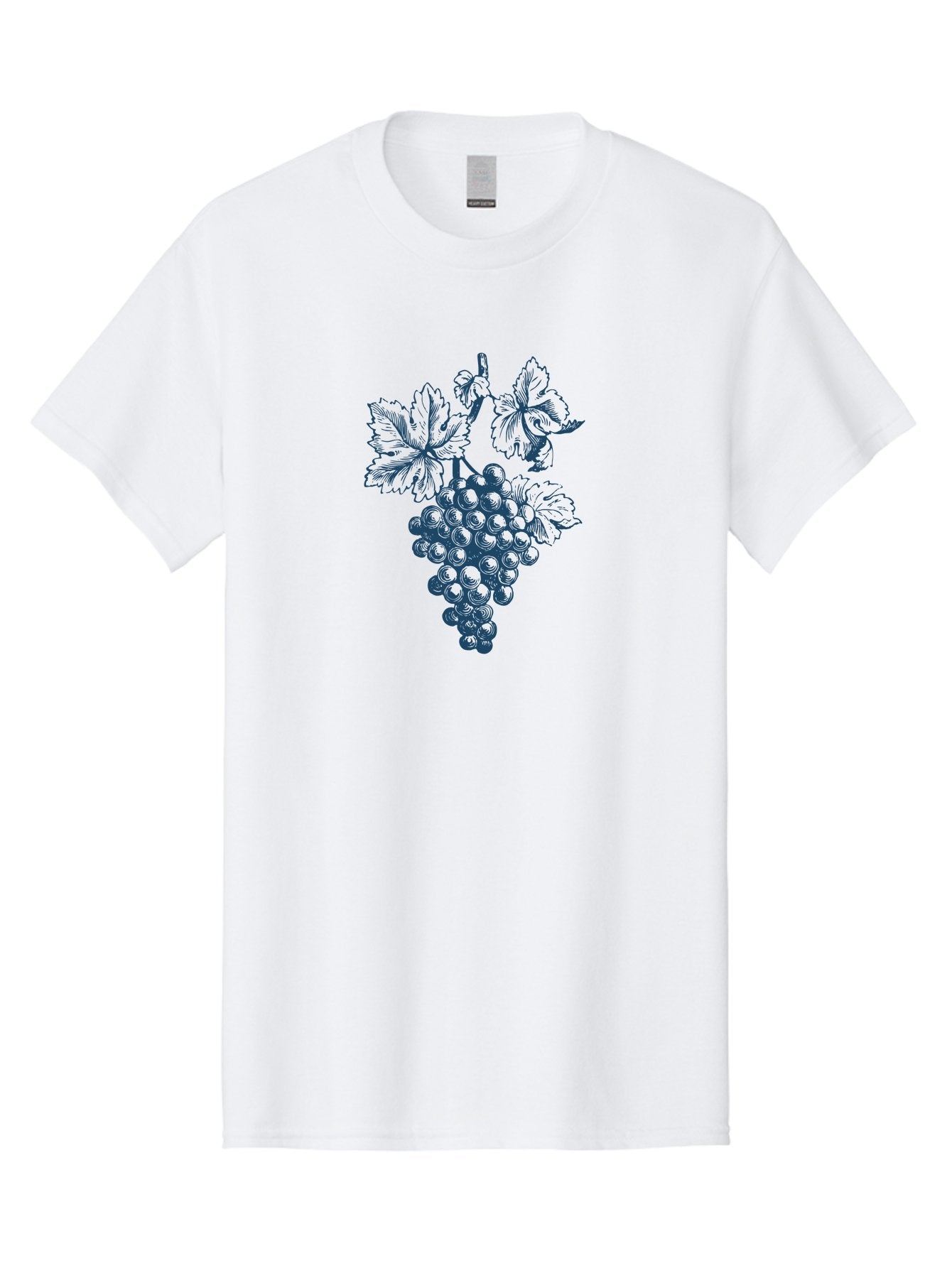 Vine & Soul Men'S Graphic Tee, 100% Cotton, Comfortable Casual Summer Wear, Machine Washable, Bunch Of Grapes, Grapevine Illustration, Wine Grapes, Vineyard Produce, Lush Foliage, Rustic Charm, Autumn Harvest, Dark Blue Ink, Vine Leaves Aae781 10