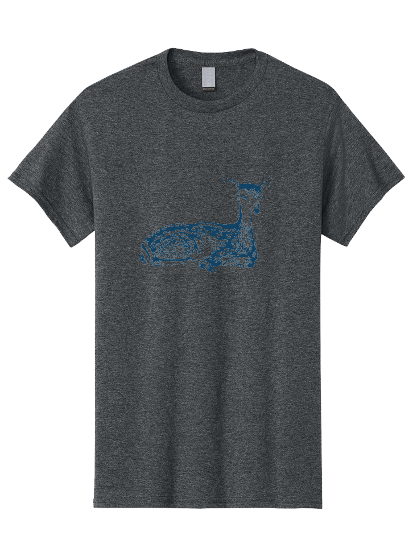 Vintage Bambi Sketch Men'S Graphic Tee, 100% Cotton, Comfortable Casual Summer Wear, Machine Washable, Deer Resting, Spotted Fur, Wildlife Art, Serene Animal, Natural Habitat, Spotted Deer, Animal Illustration, Forest Creature, Aae783