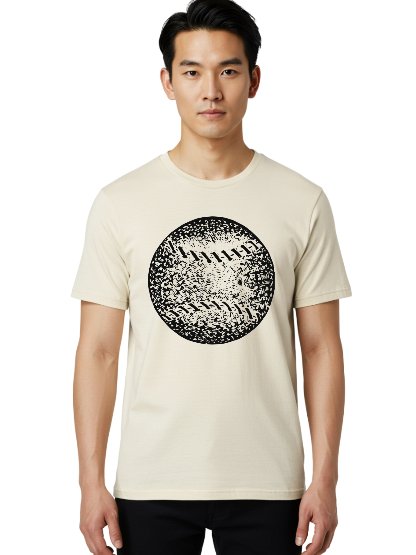 Vintage Baseball Men'S Graphic Tee, 100% Cotton, Comfortable Casual Summer Wear, Machine Washable, Baseball, Sports Equipment, Stitching Pattern, Texture, Black And Green, Graphic Illustration, Sports Theme, Team Sports Aae784 18