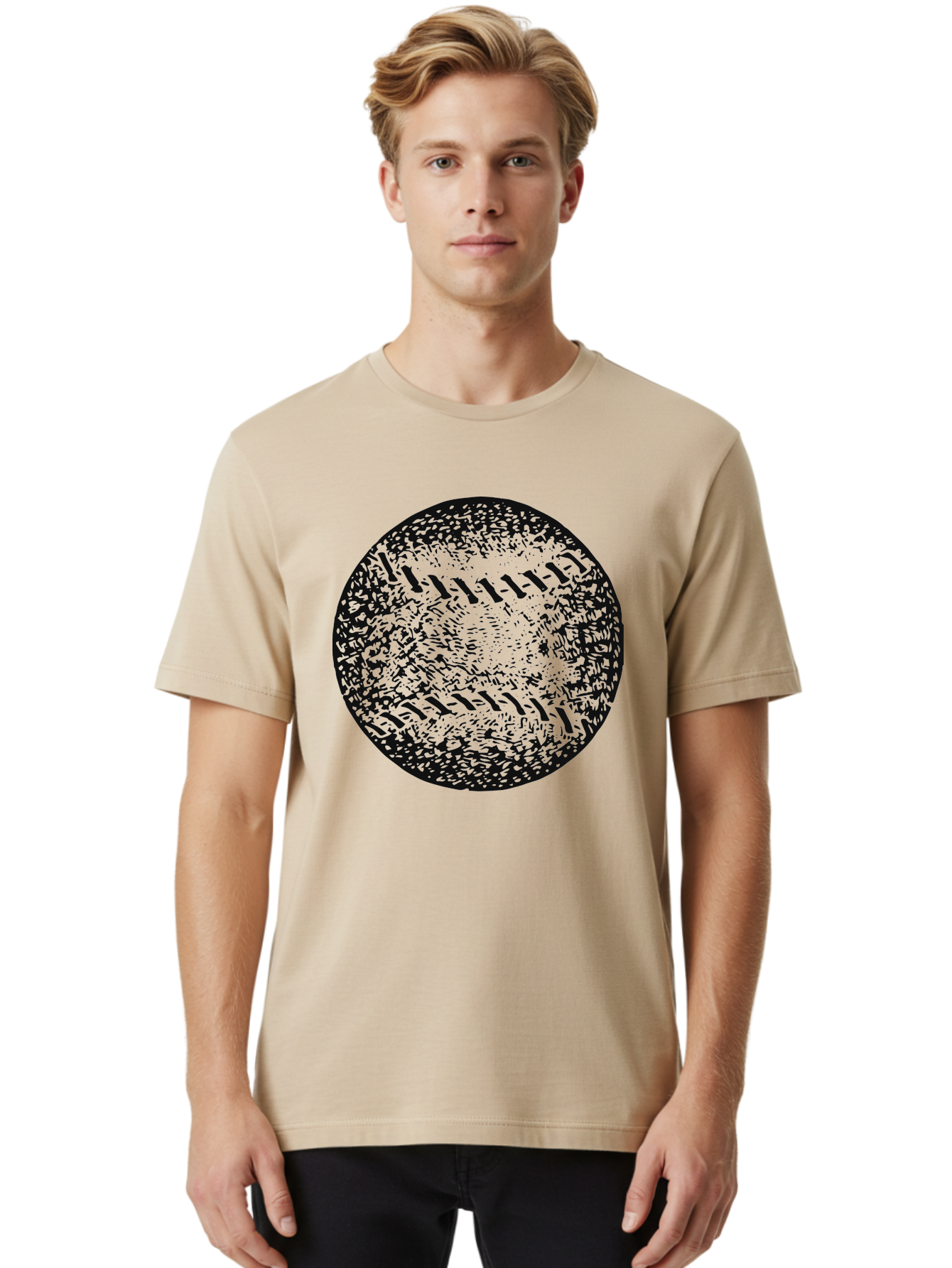 Vintage Baseball Men'S Graphic Tee, 100% Cotton, Comfortable Casual Summer Wear, Machine Washable, Baseball, Sports Equipment, Stitching Pattern, Texture, Black And Green, Graphic Illustration, Sports Theme, Team Sports Aae784 28