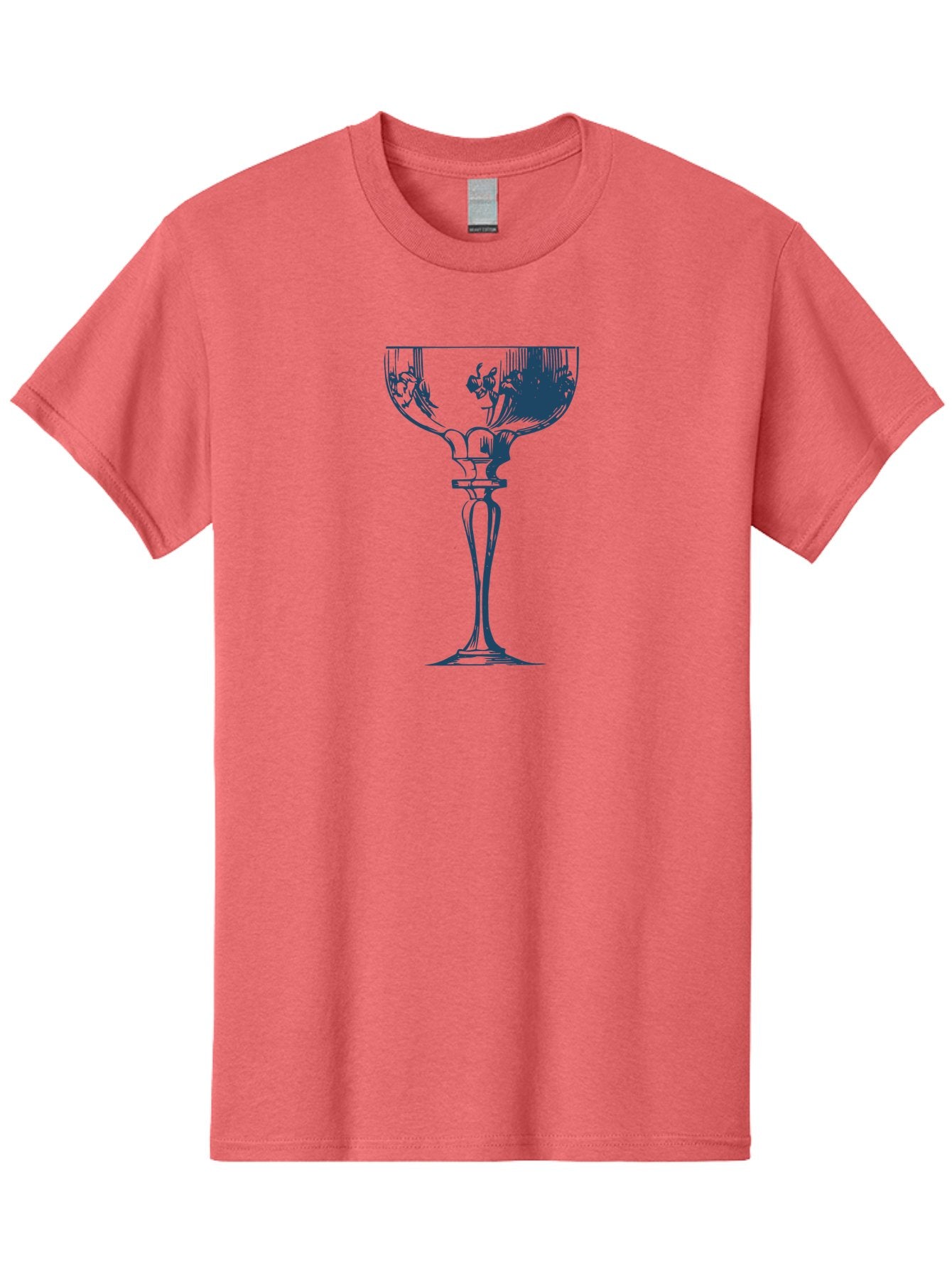Vintage Coupe Glass Men'S Graphic Tee, 100% Cotton, Comfortable Casual Summer Wear, Machine Washable, Wine Glass, Elegant Design, Luxury Glassware, Fine Dining, Glass Art, Decorative Stemware, Sophisticated, Floral Pattern, Crystal Clear Aae790 6