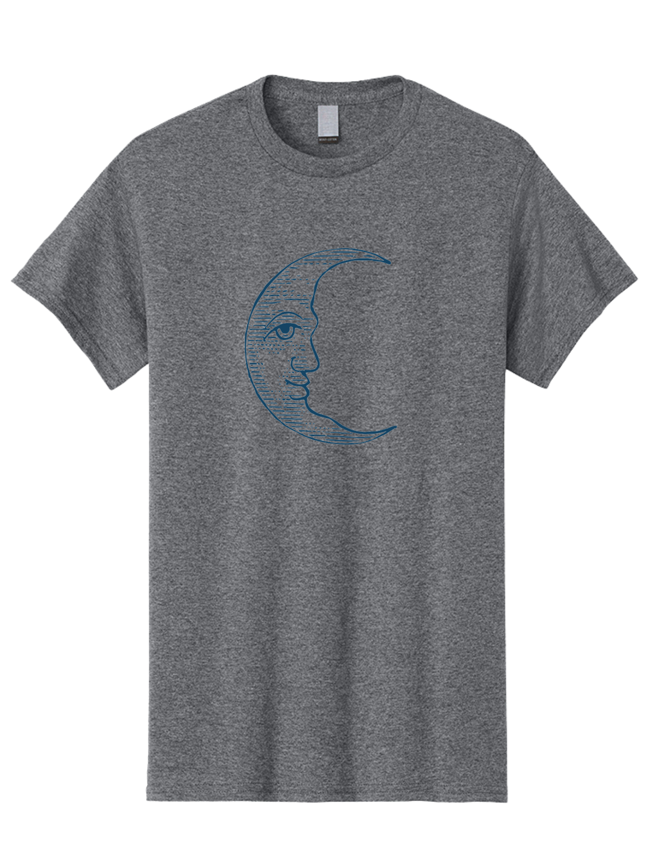 Vintage Crescent Moon Face Men'S Graphic Tee, 100% Cotton, Comfortable Casual Summer Wear, Machine Washable, Crescent Moon With Face, Lunar Symbol, Astrology, Moon Phase, Mysticism, Night Sky, Celestial Body, Moon Illustration, Mystical Art Aae791