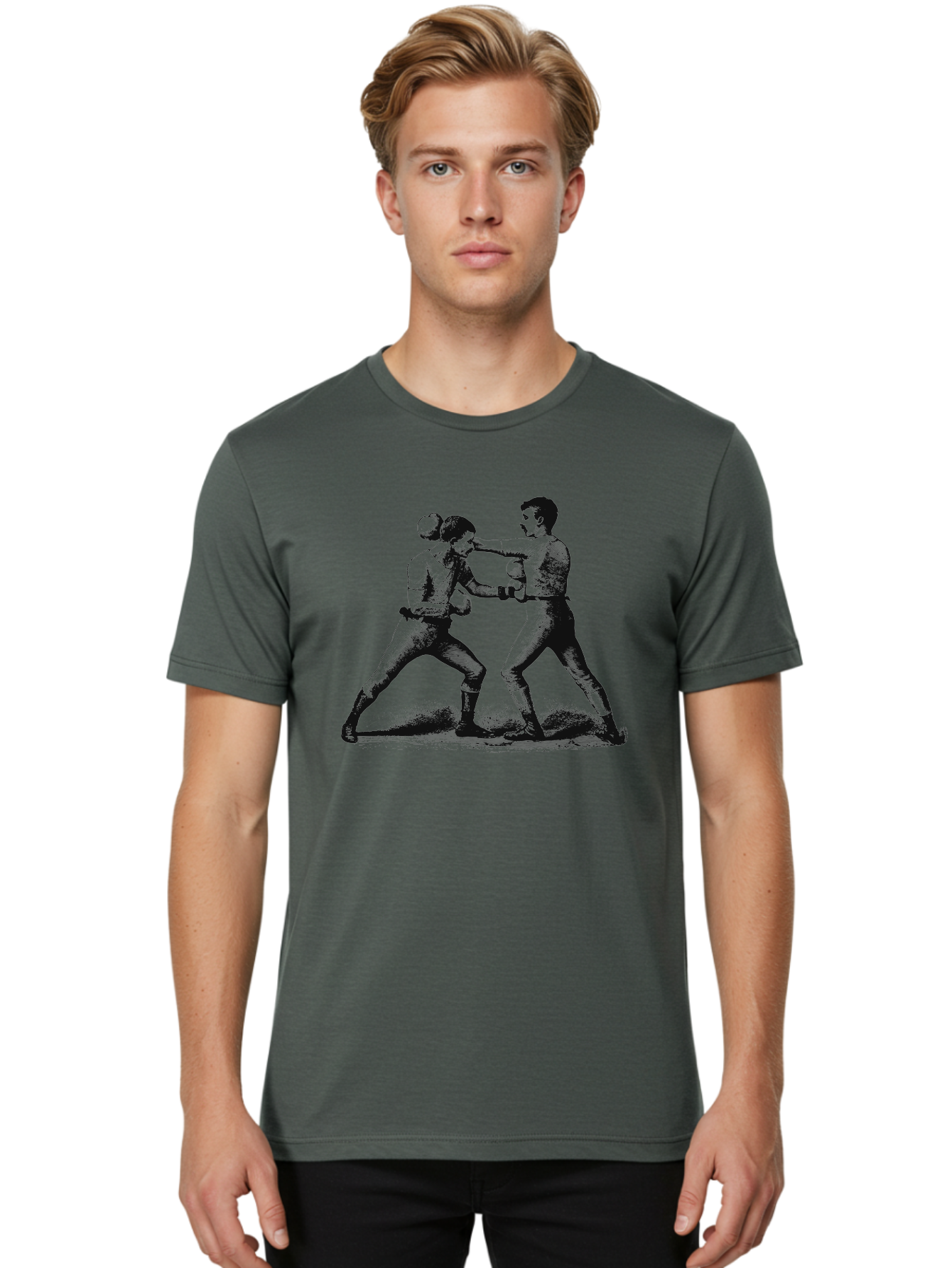 Vintage Fight Men'S Graphic Tee, 100% Cotton, Comfortable Casual Summer Wear, Machine Washable, Boxing Match, Sparring Boxers, Combat Sports, Martial Arts Training, Fighter Stance, Gloved Fists, Boxing Pose, Pugilism Aae795 14