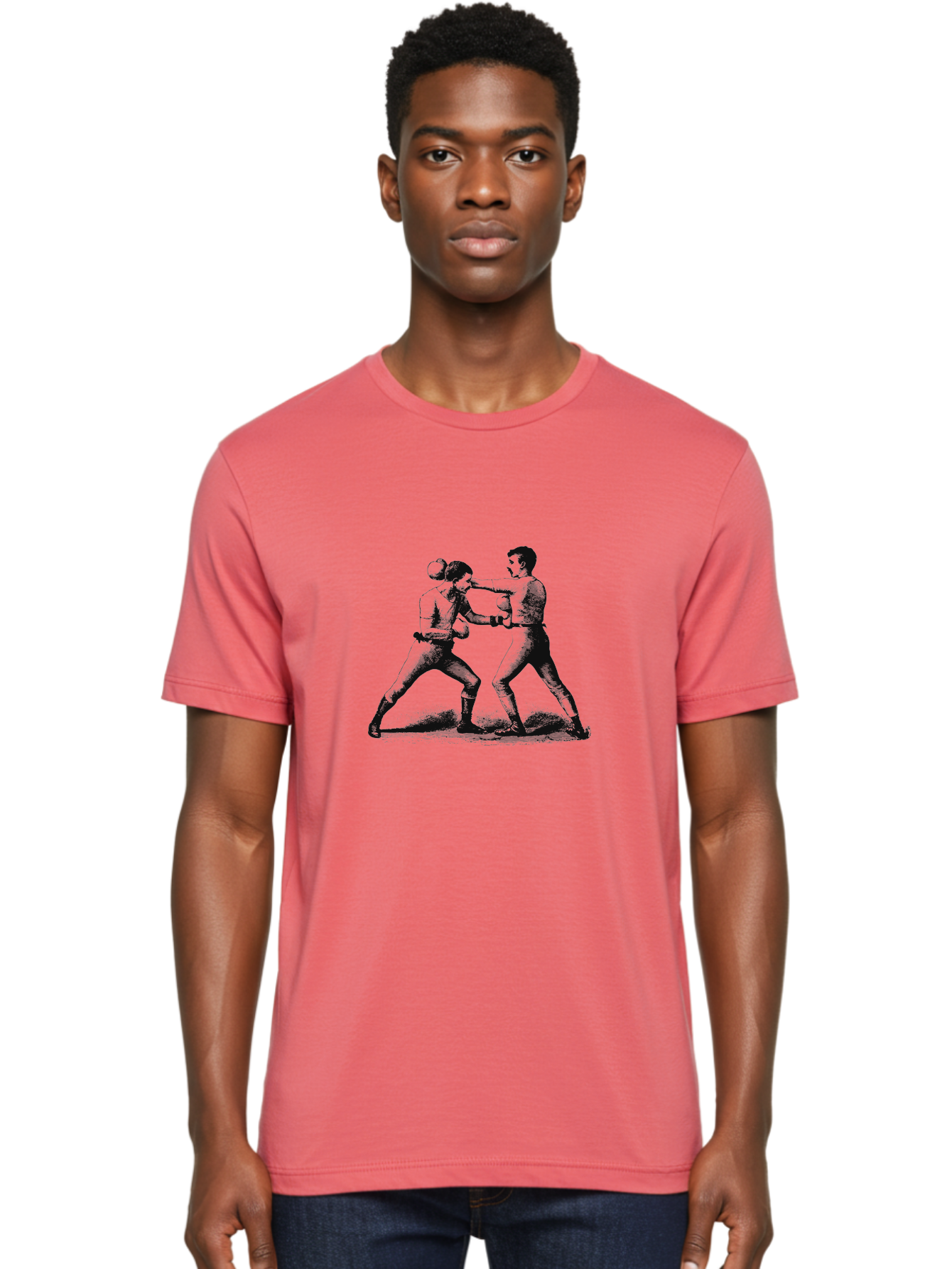 Vintage Fight Men'S Graphic Tee, 100% Cotton, Comfortable Casual Summer Wear, Machine Washable, Boxing Match, Sparring Boxers, Combat Sports, Martial Arts Training, Fighter Stance, Gloved Fists, Boxing Pose, Pugilism Aae795 10