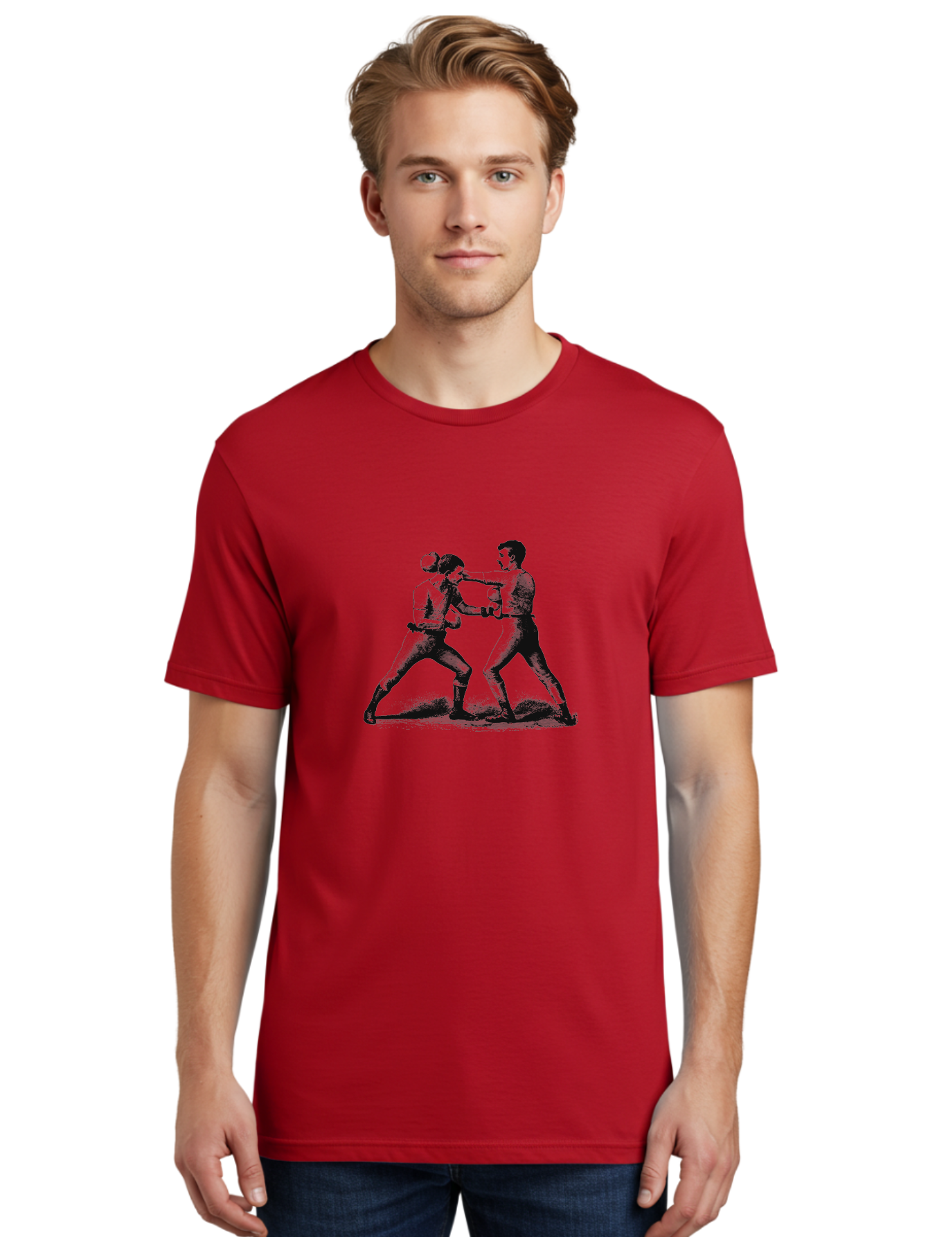 Vintage Fight Men'S Graphic Tee, 100% Cotton, Comfortable Casual Summer Wear, Machine Washable, Boxing Match, Sparring Boxers, Combat Sports, Martial Arts Training, Fighter Stance, Gloved Fists, Boxing Pose, Pugilism Aae795 4