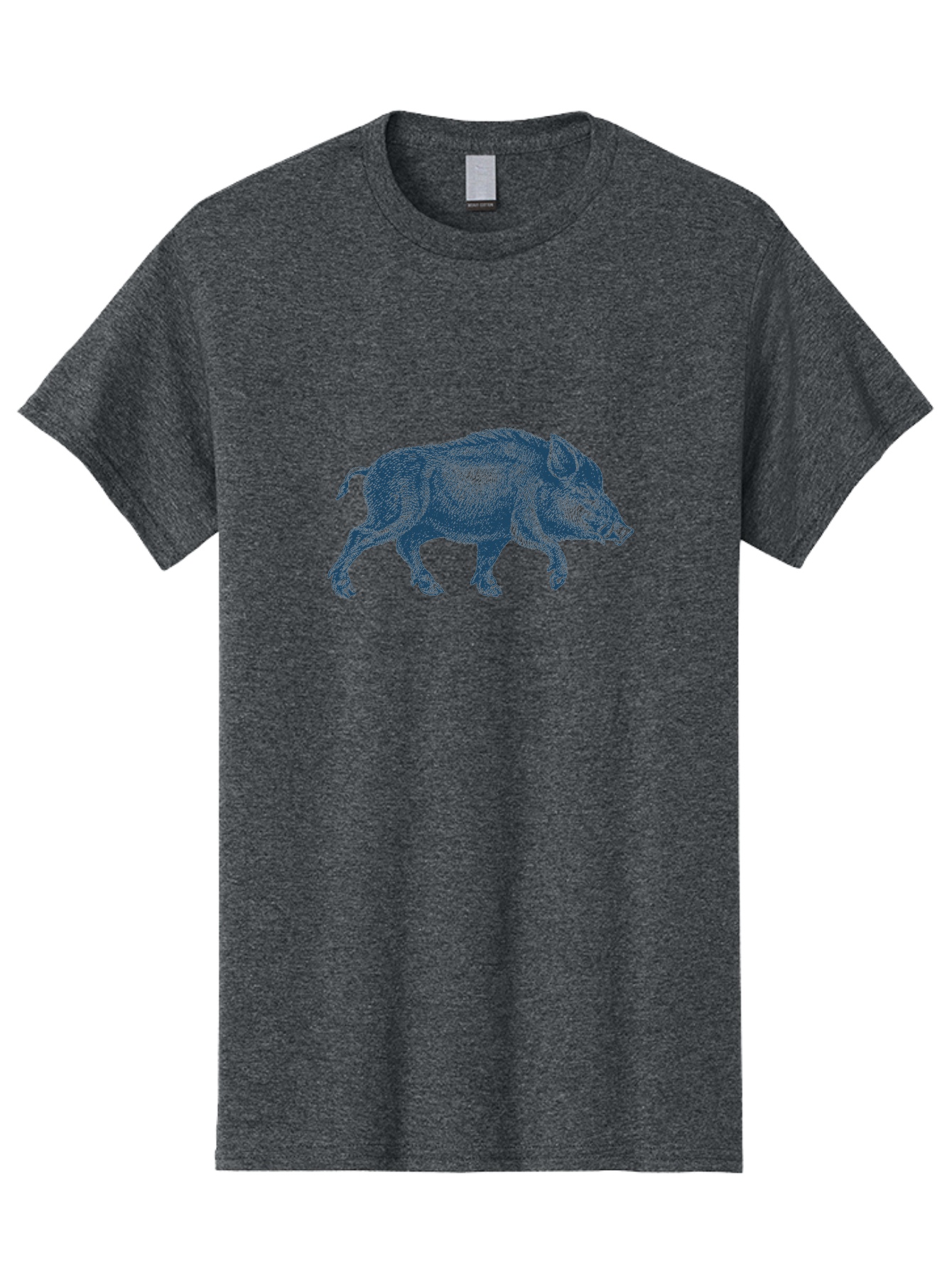 Vintage Hog Sketch Men'S Graphic Tee, 100% Cotton, Comfortable Casual Summer Wear, Machine Washable, Wild Boar, Boar Illustration, Animal Art, Wildlife Graphic, Cross-Hatching Technique, Farm Animals, Pig Silhouette, Artistic Design Aae800