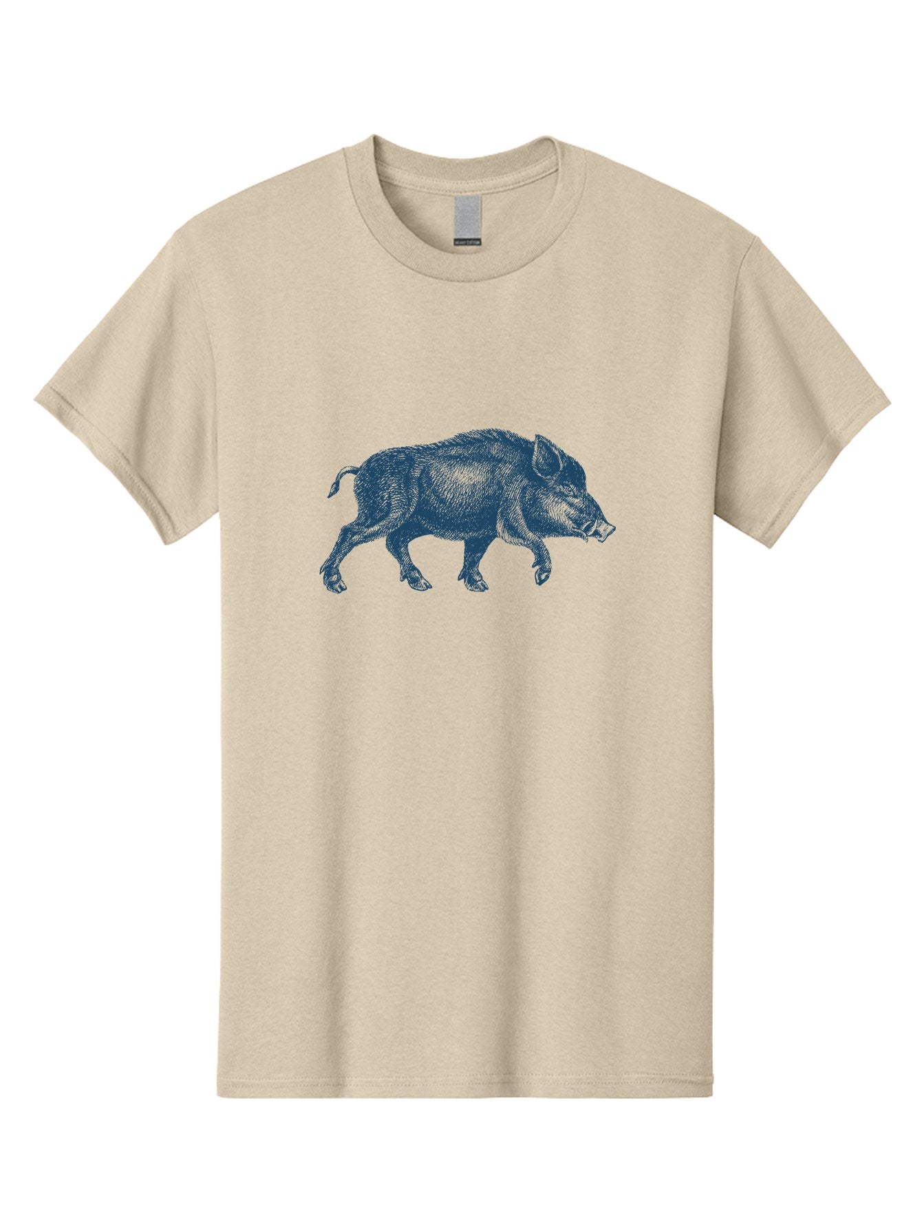 Vintage Hog Sketch Men'S Graphic Tee, 100% Cotton, Comfortable Casual Summer Wear, Machine Washable, Wild Boar, Boar Illustration, Animal Art, Wildlife Graphic, Cross-Hatching Technique, Farm Animals, Pig Silhouette, Artistic Design Aae800 11