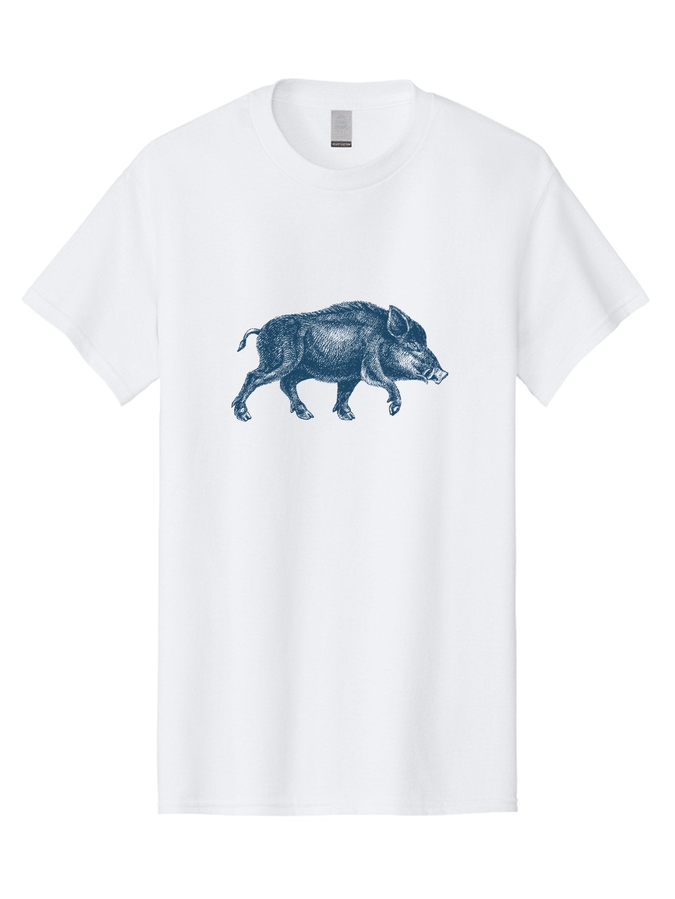 Vintage Hog Sketch Men'S Graphic Tee, 100% Cotton, Comfortable Casual Summer Wear, Machine Washable, Wild Boar, Boar Illustration, Animal Art, Wildlife Graphic, Cross-Hatching Technique, Farm Animals, Pig Silhouette, Artistic Design Aae800 10