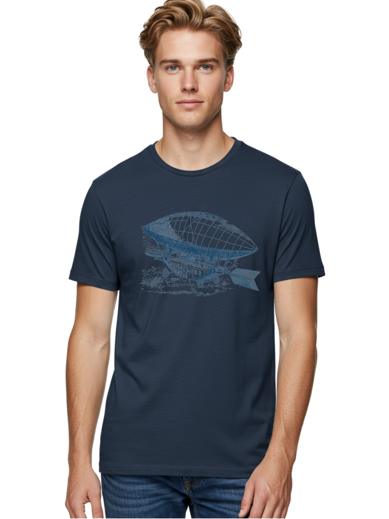 Vintage Hot Air Balloon Men'S Graphic Tee, 100% Cotton, Comfortable Casual Summer Wear, Machine Washable, Dirigible Balloon, Vintage Aircraft, Historical Aviation, Innovative Transportation, Early Flight Technology, Retro-Futuristic Design, Aae801 22