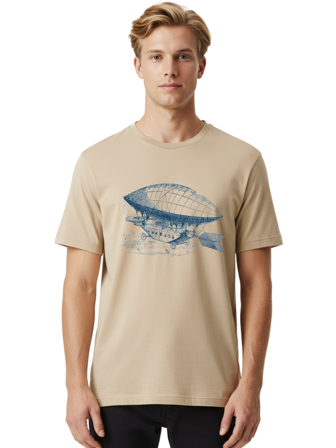 Vintage Hot Air Balloon Men'S Graphic Tee, 100% Cotton, Comfortable Casual Summer Wear, Machine Washable, Dirigible Balloon, Vintage Aircraft, Historical Aviation, Innovative Transportation, Early Flight Technology, Retro-Futuristic Design, Aae801 14