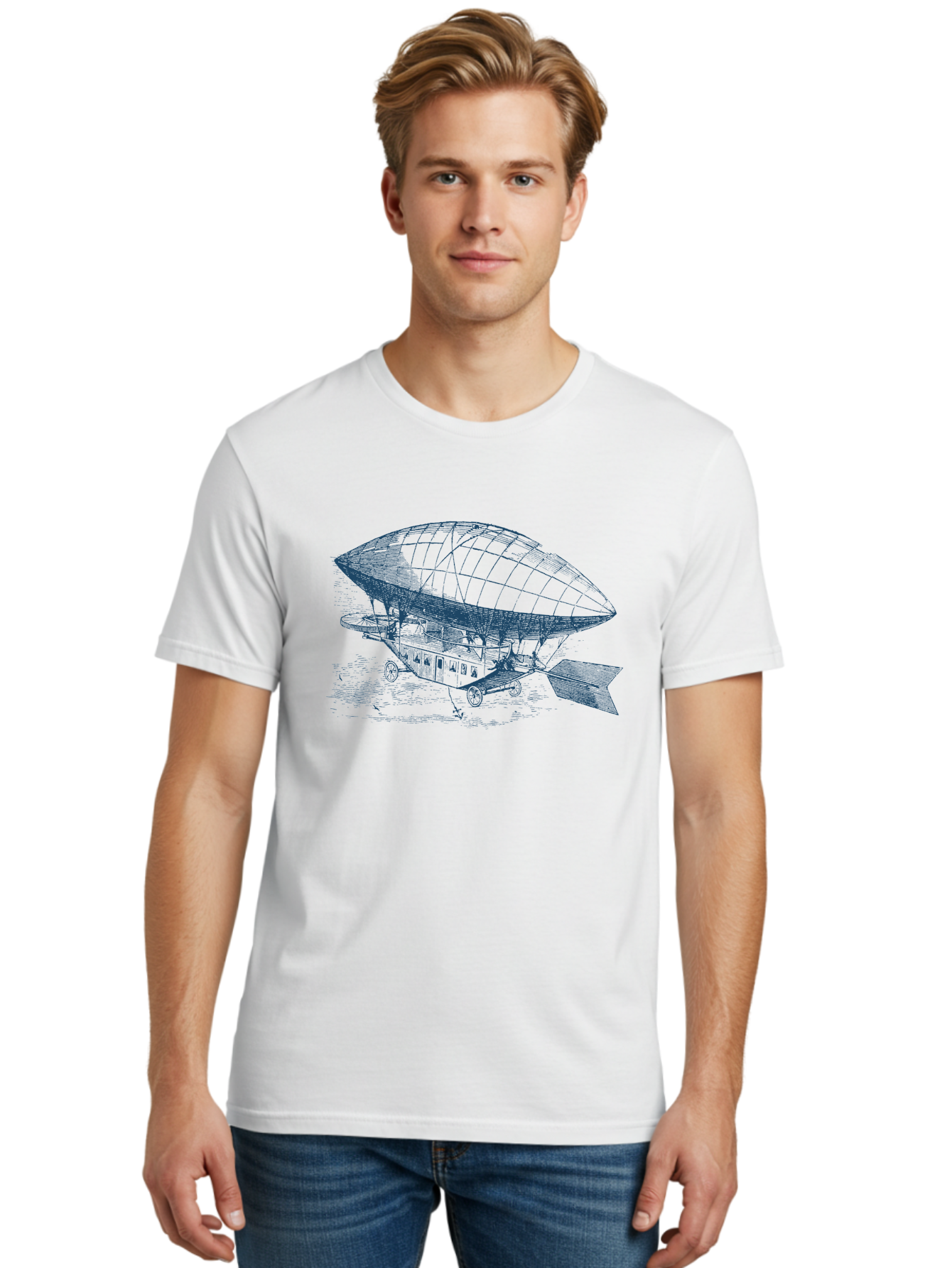 Vintage Hot Air Balloon Men'S Graphic Tee, 100% Cotton, Comfortable Casual Summer Wear, Machine Washable, Dirigible Balloon, Vintage Aircraft, Historical Aviation, Innovative Transportation, Early Flight Technology, Retro-Futuristic Design, Aae801 26