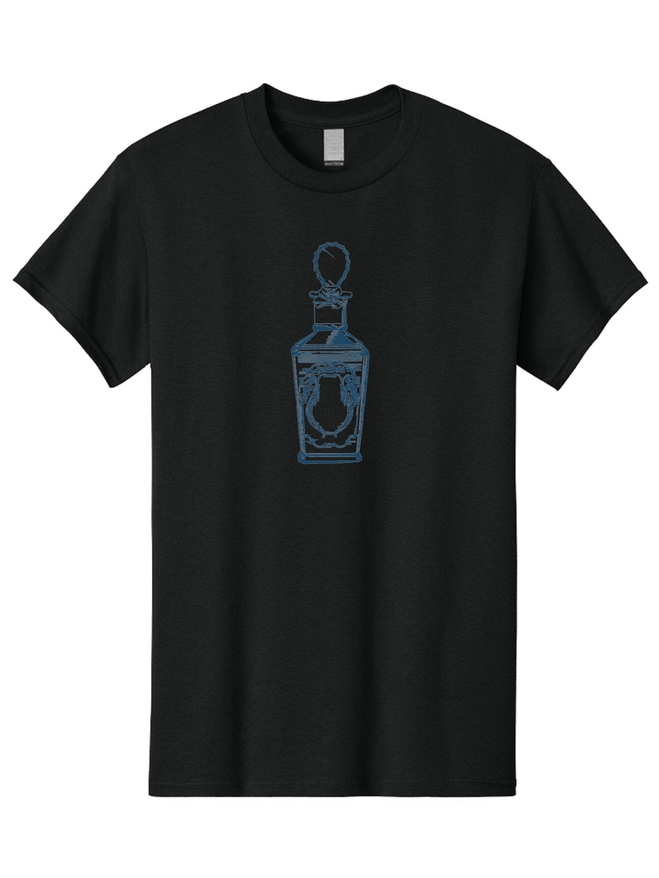 Vintage Perfume Bottle Men'S Graphic Tee, 100% Cotton, Comfortable Casual Summer Wear, Machine Washable, Luxury Decanter, Ornate Glassware, Elegant Design, Sophisticated Style, Vintage Flair, Decorative Stopper, Premium Liquor Bottle, Aae806