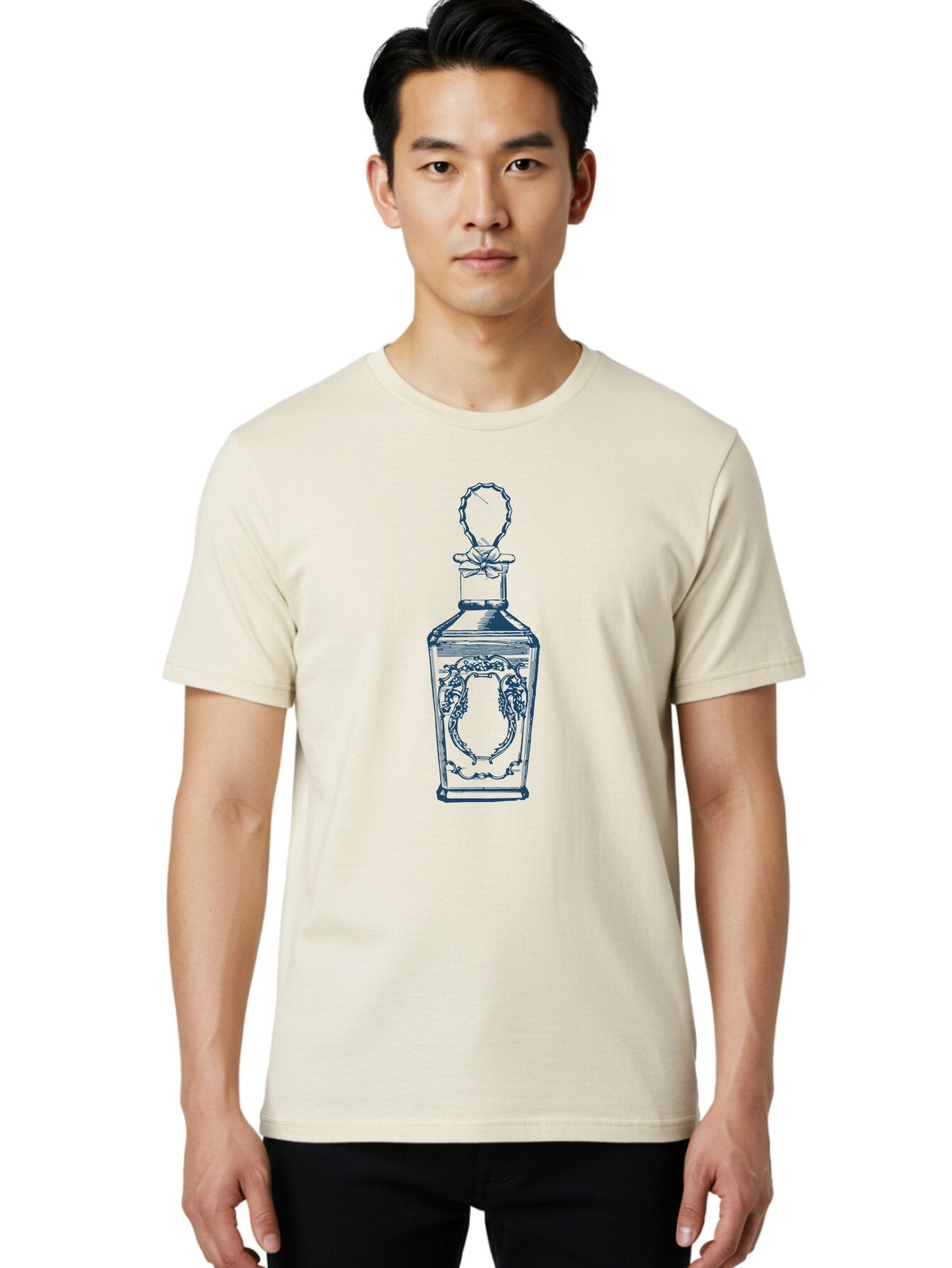 Vintage Perfume Bottle Men'S Graphic Tee, 100% Cotton, Comfortable Casual Summer Wear, Machine Washable, Luxury Decanter, Ornate Glassware, Elegant Design, Sophisticated Style, Vintage Flair, Decorative Stopper, Premium Liquor Bottle, Aae806 20