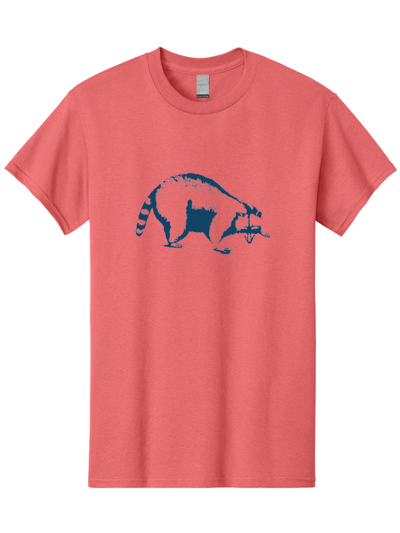 Vintage Raccoon Men'S Graphic Tee, 100% Cotton, Comfortable Casual Summer Wear, Machine Washable, Racoon Illustration, Wildlife Art, Animal Design, Graphic Style, Blue Silhouette, Wildlife Icon, Cute Animal, Forest Creature, Nature Graphic Aae808 13