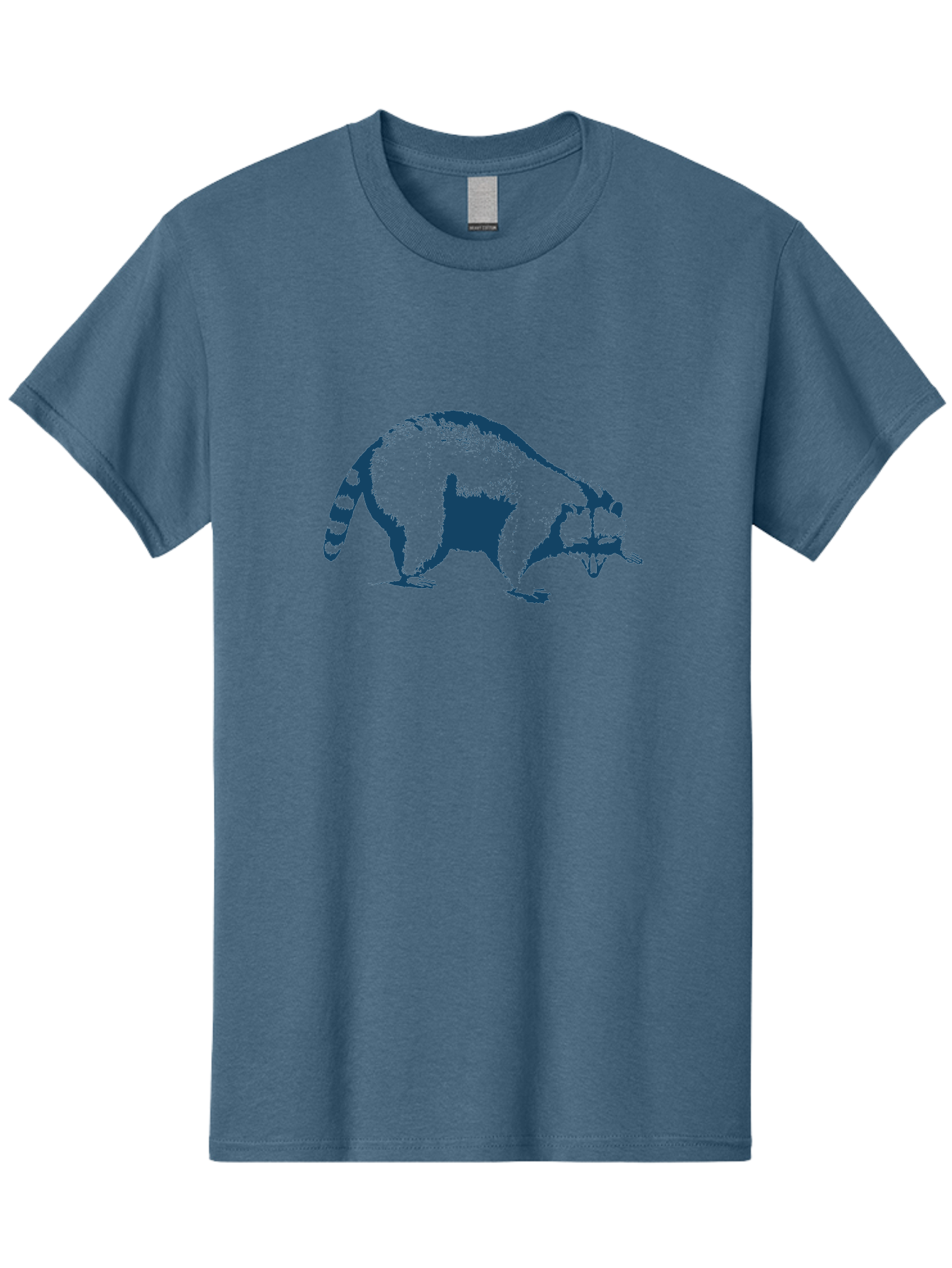Vintage Raccoon Men'S Graphic Tee, 100% Cotton, Comfortable Casual Summer Wear, Machine Washable, Racoon Illustration, Wildlife Art, Animal Design, Graphic Style, Blue Silhouette, Wildlife Icon, Cute Animal, Forest Creature, Nature Graphic Aae808 25
