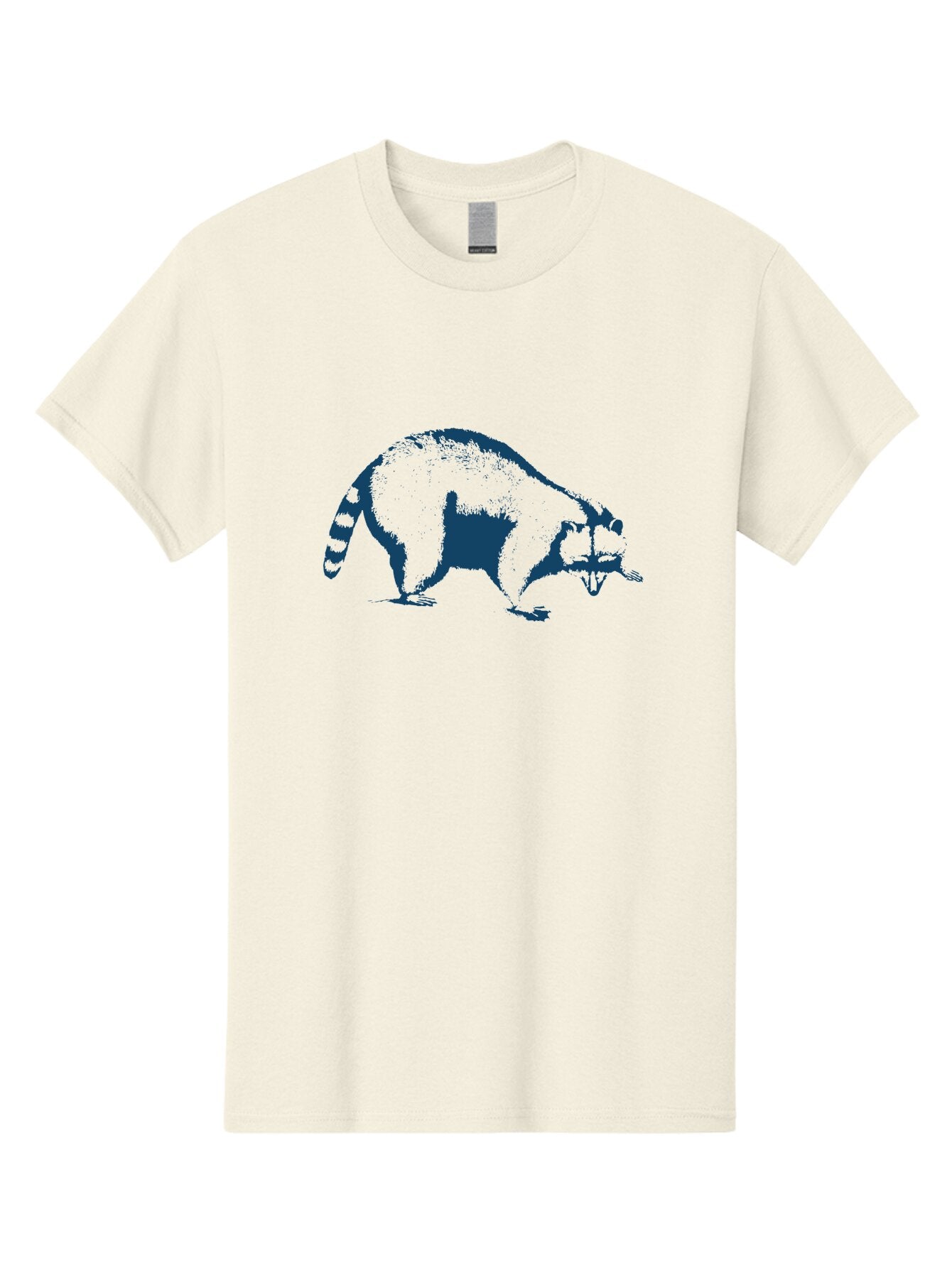 Vintage Raccoon Men'S Graphic Tee, 100% Cotton, Comfortable Casual Summer Wear, Machine Washable, Racoon Illustration, Wildlife Art, Animal Design, Graphic Style, Blue Silhouette, Wildlife Icon, Cute Animal, Forest Creature, Nature Graphic Aae808 15