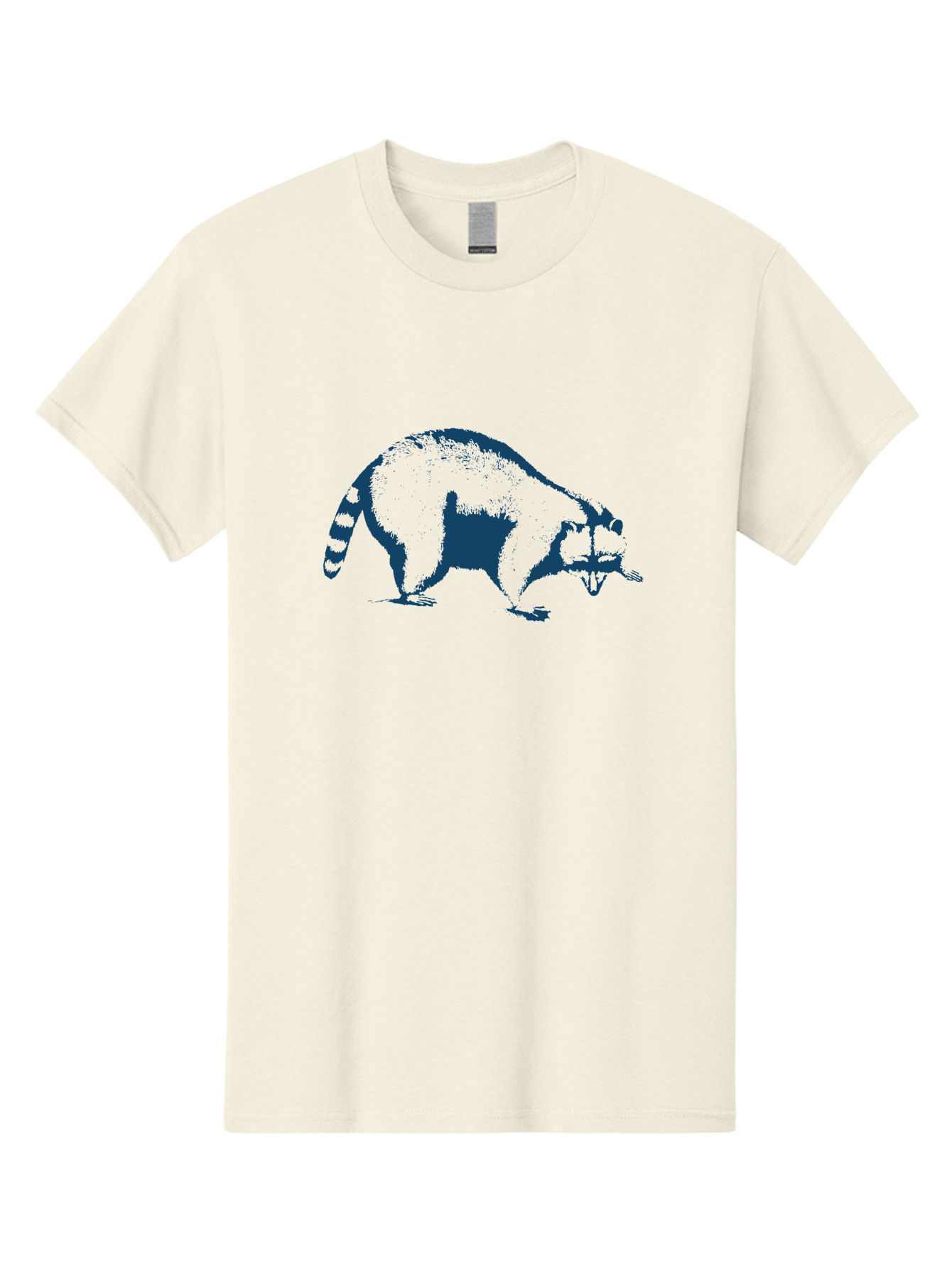 Vintage Raccoon Men'S Graphic Tee, 100% Cotton, Comfortable Casual Summer Wear, Machine Washable, Racoon Illustration, Wildlife Art, Animal Design, Graphic Style, Blue Silhouette, Wildlife Icon, Cute Animal, Forest Creature, Nature Graphic Aae808