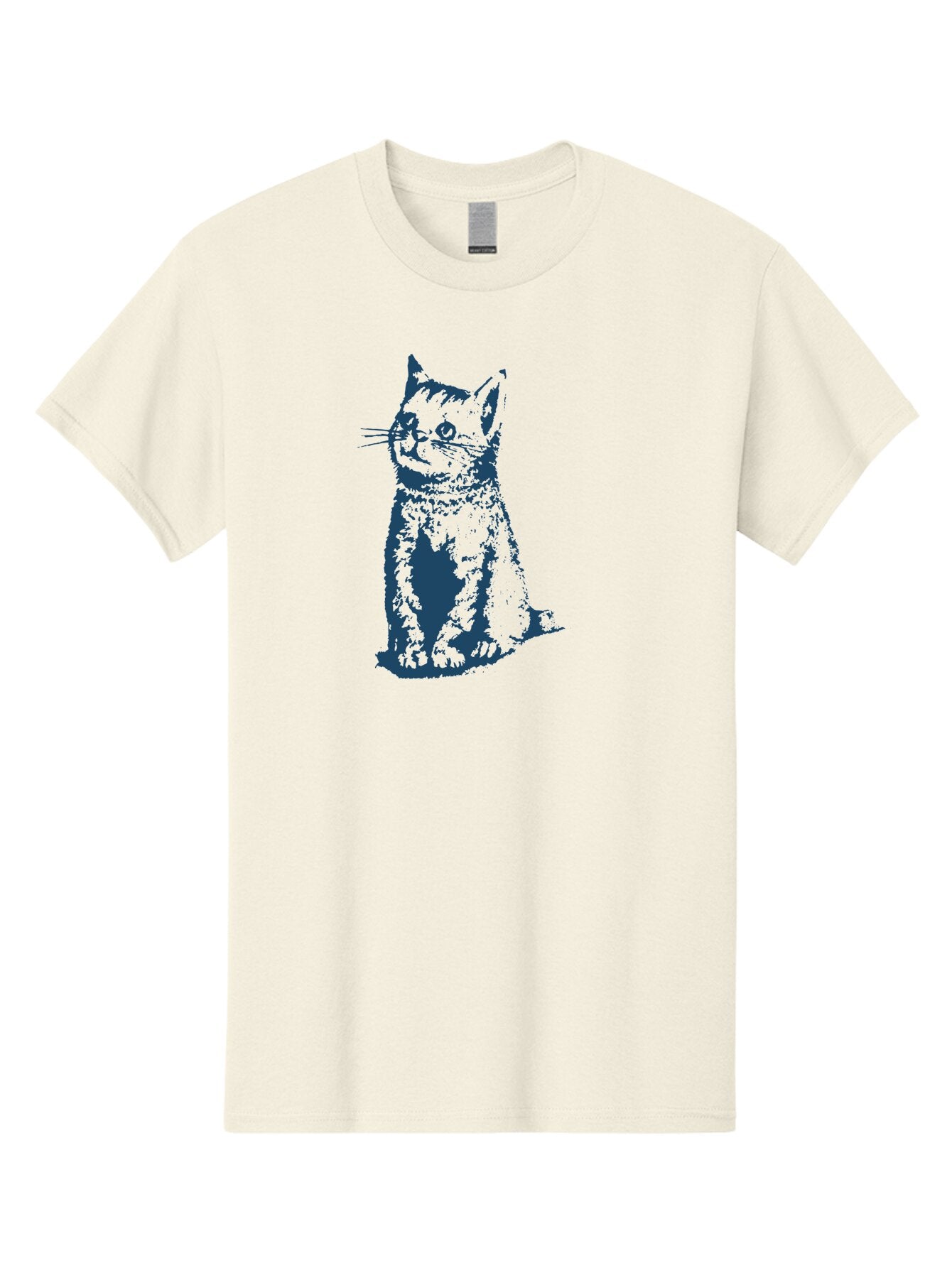 Vintage Sitting Cat Men'S Graphic Tee, 100% Cotton, Comfortable Casual Summer Wear, Machine Washable, Cat Illustration, Feline Artwork, Blue Cat On Green, Sitting Cat, Cat Portrait, Cat Graphics, Digital Cat Art, Cute Cat, Cat Design Aae810 6