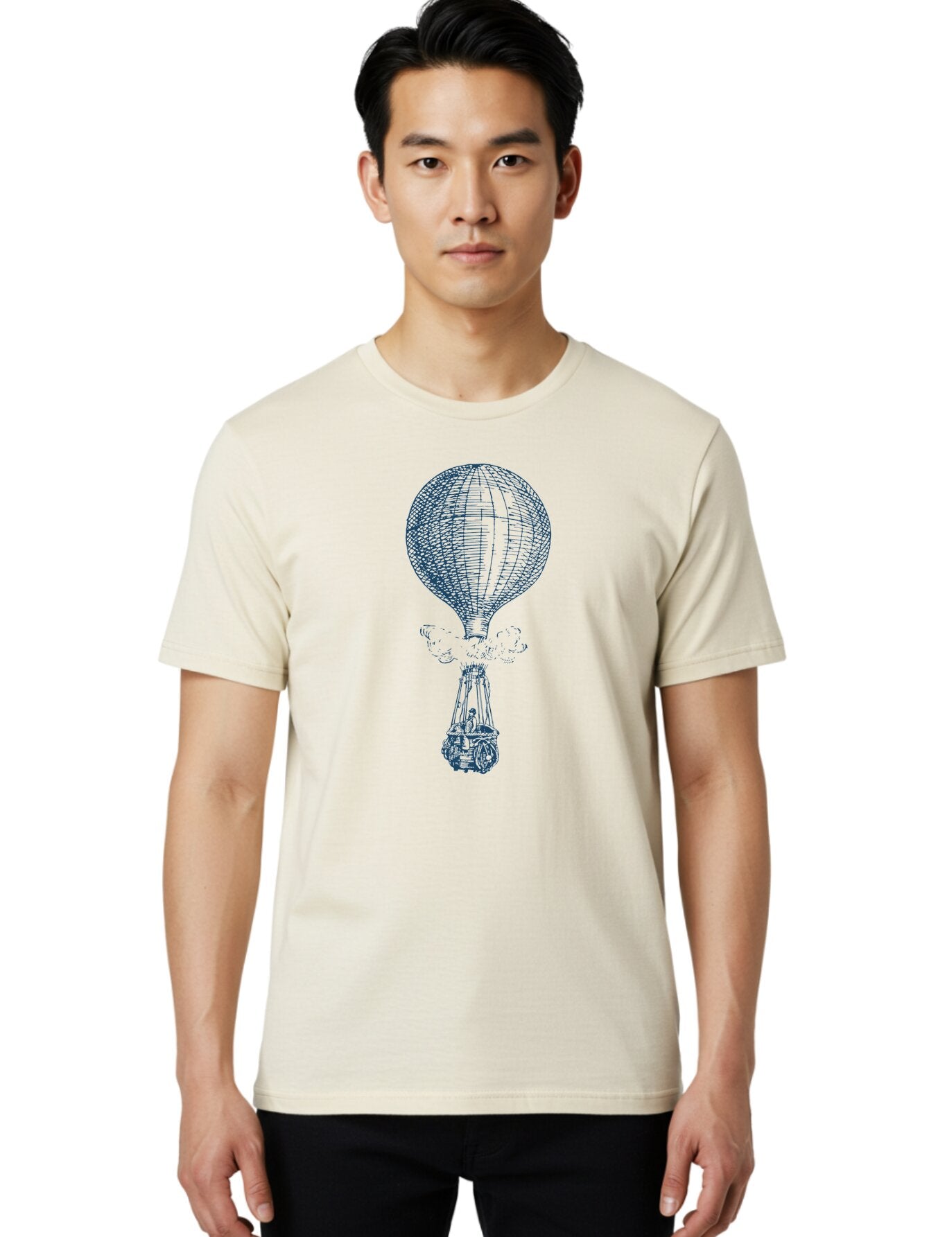 Vintage Smoke Balloon Men'S Graphic Tee, 100% Cotton, Comfortable Casual Summer Wear, Machine Washable, Hot Air Balloon, Vintage Illustration, Historical Aviation, Antique Style, Retro Art, Balloon Flight, Aerial Travel, Sketch Art, Aae811 18