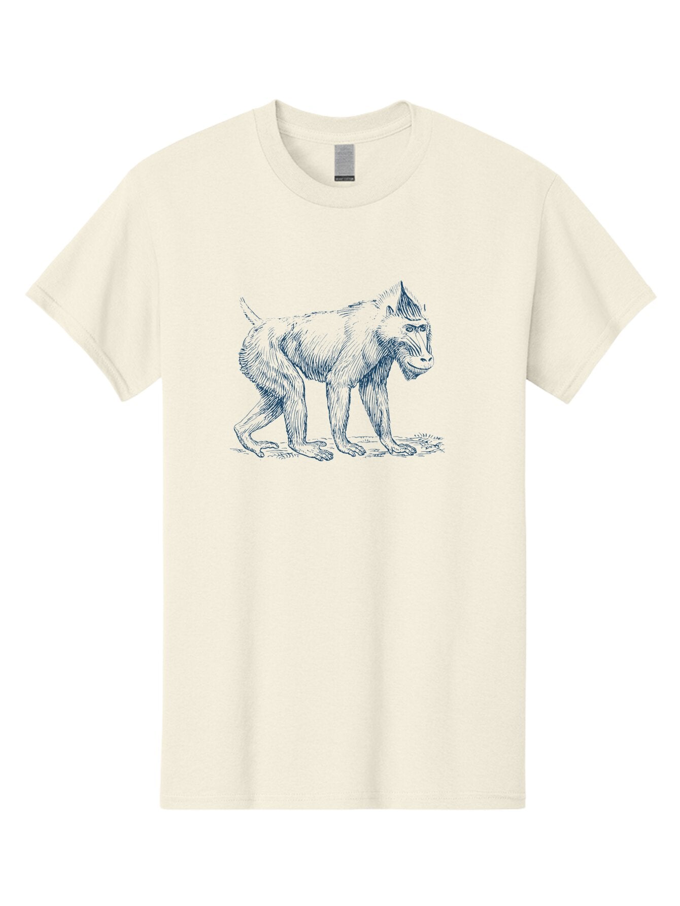 Walking Ape Men'S Graphic Tee, 100% Cotton, Comfortable Casual Summer Wear, Machine Washable, Baboon Illustration, Primate Art, Detailed Drawing, Animal Portrait, Wildlife Graphics, Hand-Drawn Image, Modern Illustration, Bold Lines Aae819 15