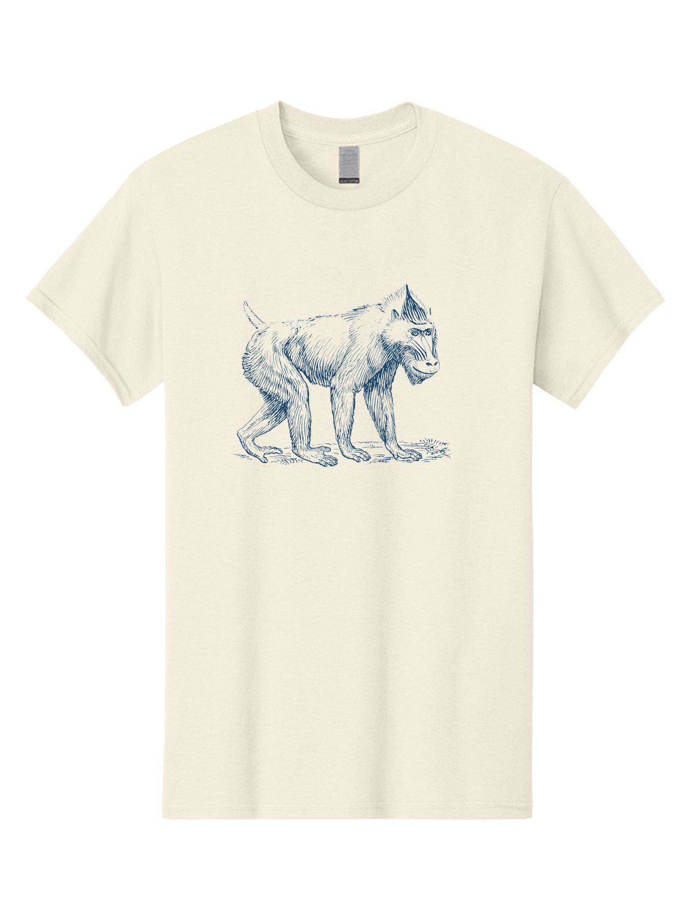 Walking Ape Men'S Graphic Tee, 100% Cotton, Comfortable Casual Summer Wear, Machine Washable, Baboon Illustration, Primate Art, Detailed Drawing, Animal Portrait, Wildlife Graphics, Hand-Drawn Image, Modern Illustration, Bold Lines Aae819