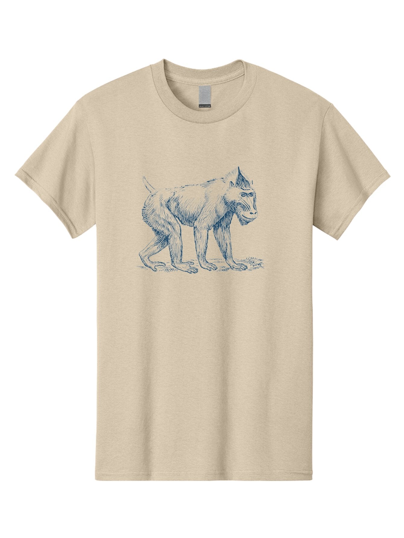 Walking Ape Men'S Graphic Tee, 100% Cotton, Comfortable Casual Summer Wear, Machine Washable, Baboon Illustration, Primate Art, Detailed Drawing, Animal Portrait, Wildlife Graphics, Hand-Drawn Image, Modern Illustration, Bold Lines Aae819 10