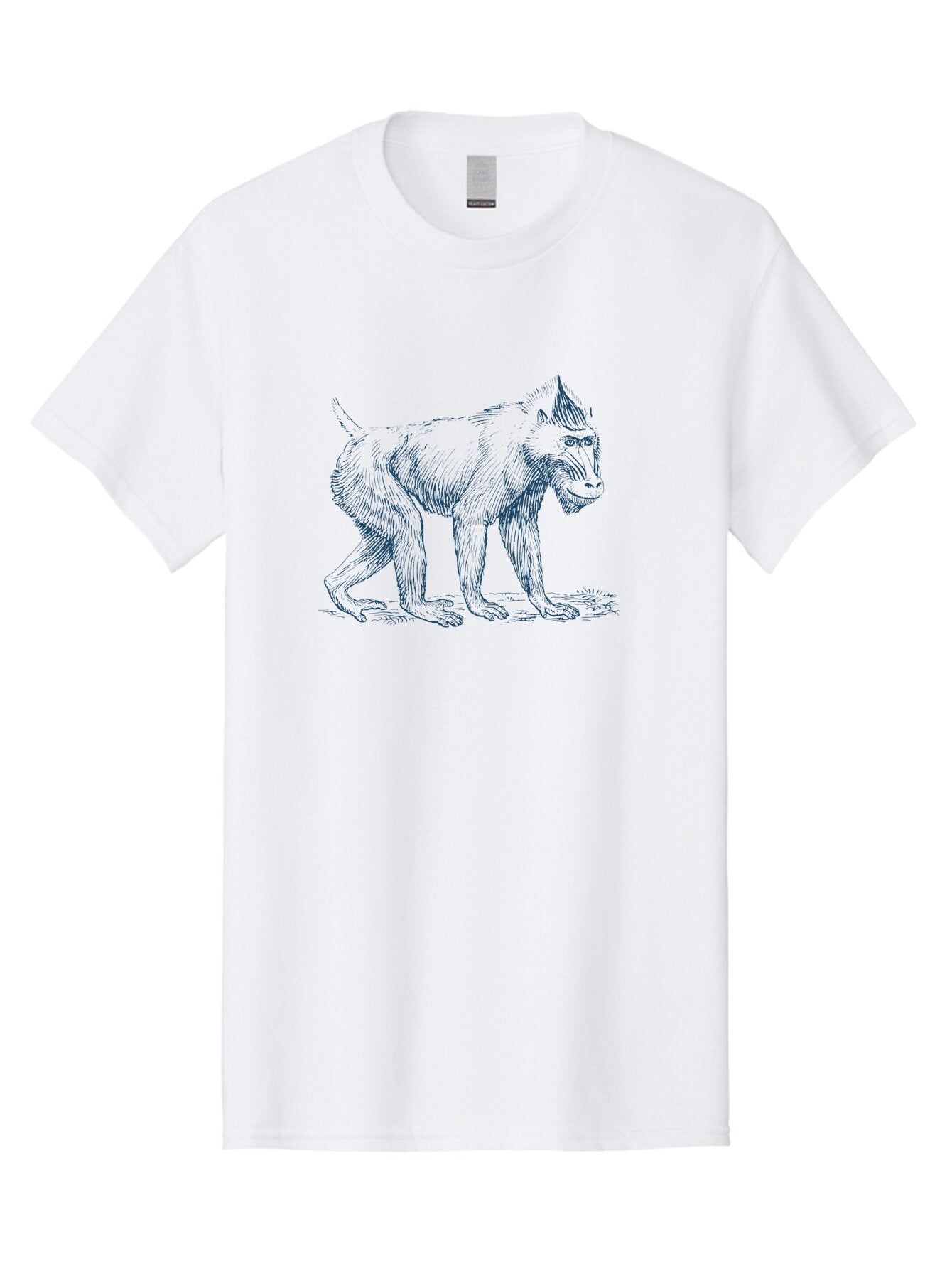 Walking Ape Men'S Graphic Tee, 100% Cotton, Comfortable Casual Summer Wear, Machine Washable, Baboon Illustration, Primate Art, Detailed Drawing, Animal Portrait, Wildlife Graphics, Hand-Drawn Image, Modern Illustration, Bold Lines Aae819 11