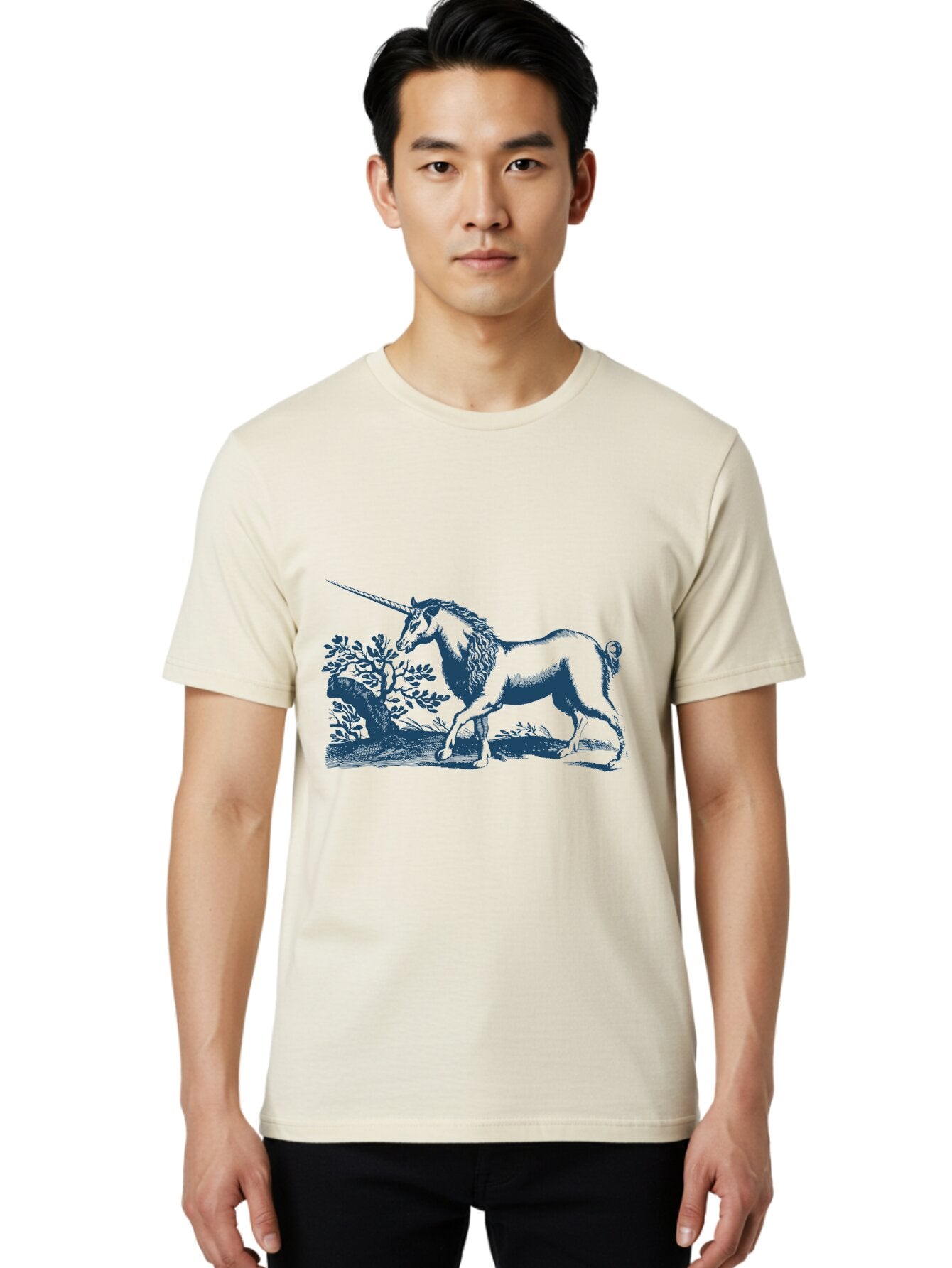 Wandering Unicorn Spirit Men'S Graphic Tee, 100% Cotton, Comfortable Casual Summer Wear, Machine Washable, Unicorn, Mythical Creature, Fantasy Art, Majestic Horse, Single Horn, Folklore, Mystical Being, Legendary Creature, Whimsical Design Aae820 24