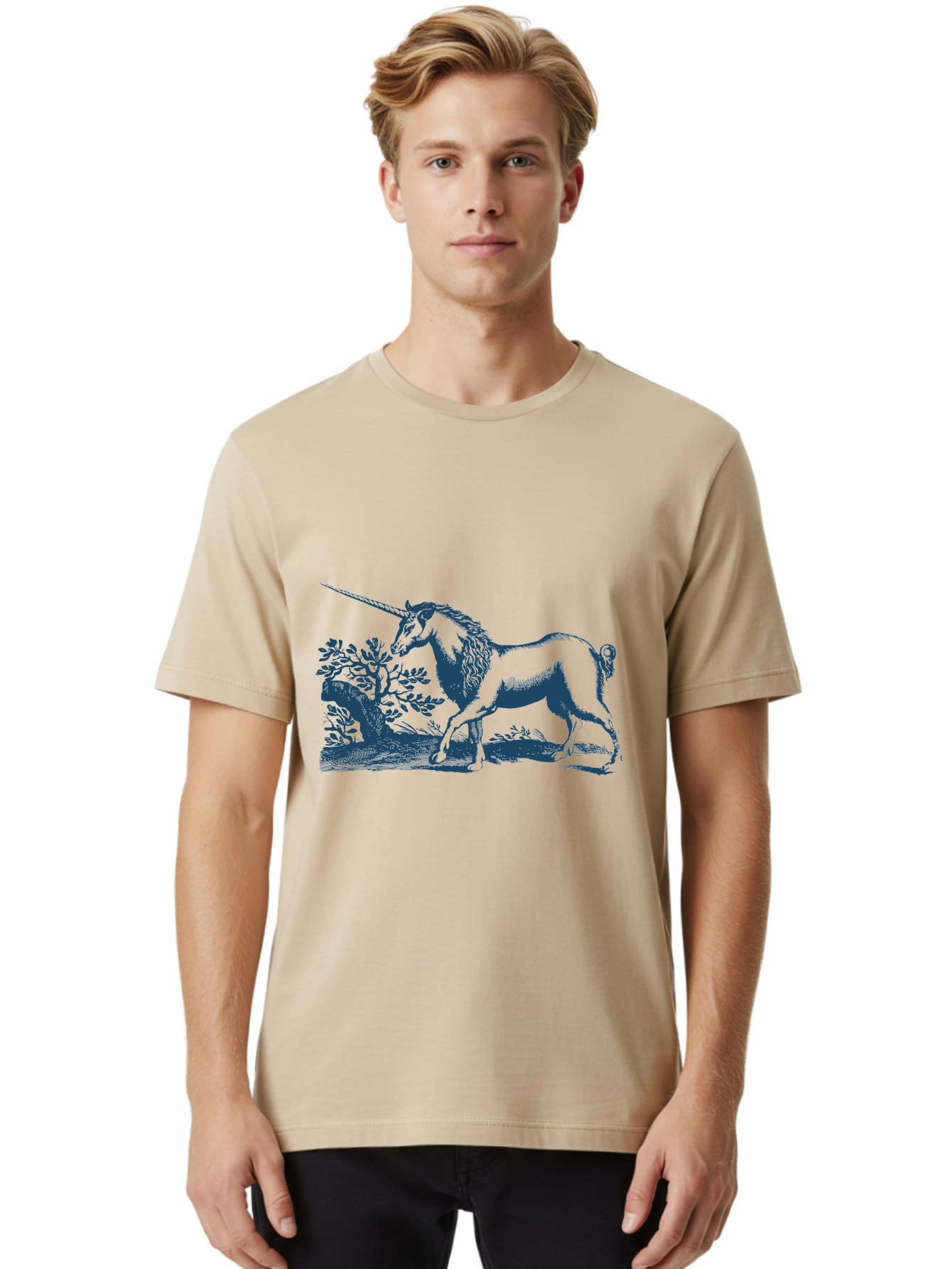 Wandering Unicorn Spirit Men'S Graphic Tee, 100% Cotton, Comfortable Casual Summer Wear, Machine Washable, Unicorn, Mythical Creature, Fantasy Art, Majestic Horse, Single Horn, Folklore, Mystical Being, Legendary Creature, Whimsical Design Aae820 30
