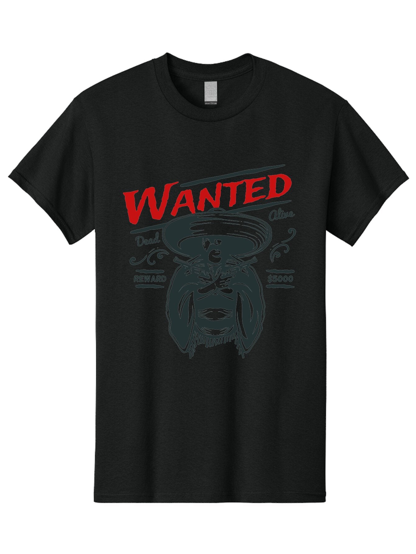 Wanted Men'S Graphic Tee, 100% Cotton, Comfortable Casual Summer Wear, Machine Washable, Wanted Poster, Mexican Bandit, Outlaw Illustration, Armed Fugitive, Vintage Wanted Sign, $5000 Reward, Dead Or Alive, Classic Western Art, Bold Graphics, Aae821 6