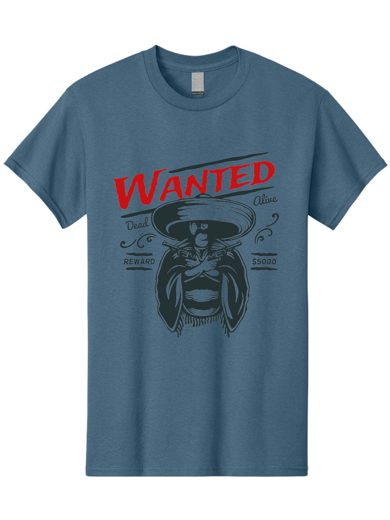 Wanted Men'S Graphic Tee, 100% Cotton, Comfortable Casual Summer Wear, Machine Washable, Wanted Poster, Mexican Bandit, Outlaw Illustration, Armed Fugitive, Vintage Wanted Sign, $5000 Reward, Dead Or Alive, Classic Western Art, Bold Graphics, Aae821 4