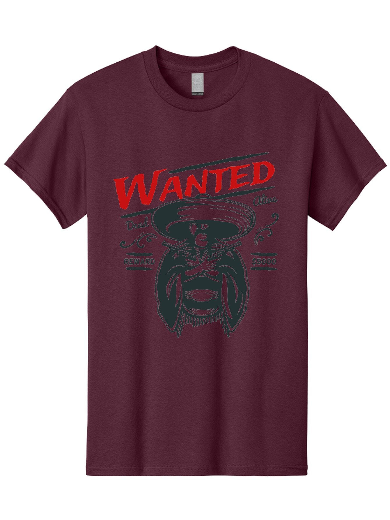 Wanted Men'S Graphic Tee, 100% Cotton, Comfortable Casual Summer Wear, Machine Washable, Wanted Poster, Mexican Bandit, Outlaw Illustration, Armed Fugitive, Vintage Wanted Sign, $5000 Reward, Dead Or Alive, Classic Western Art, Bold Graphics, Aae821 5