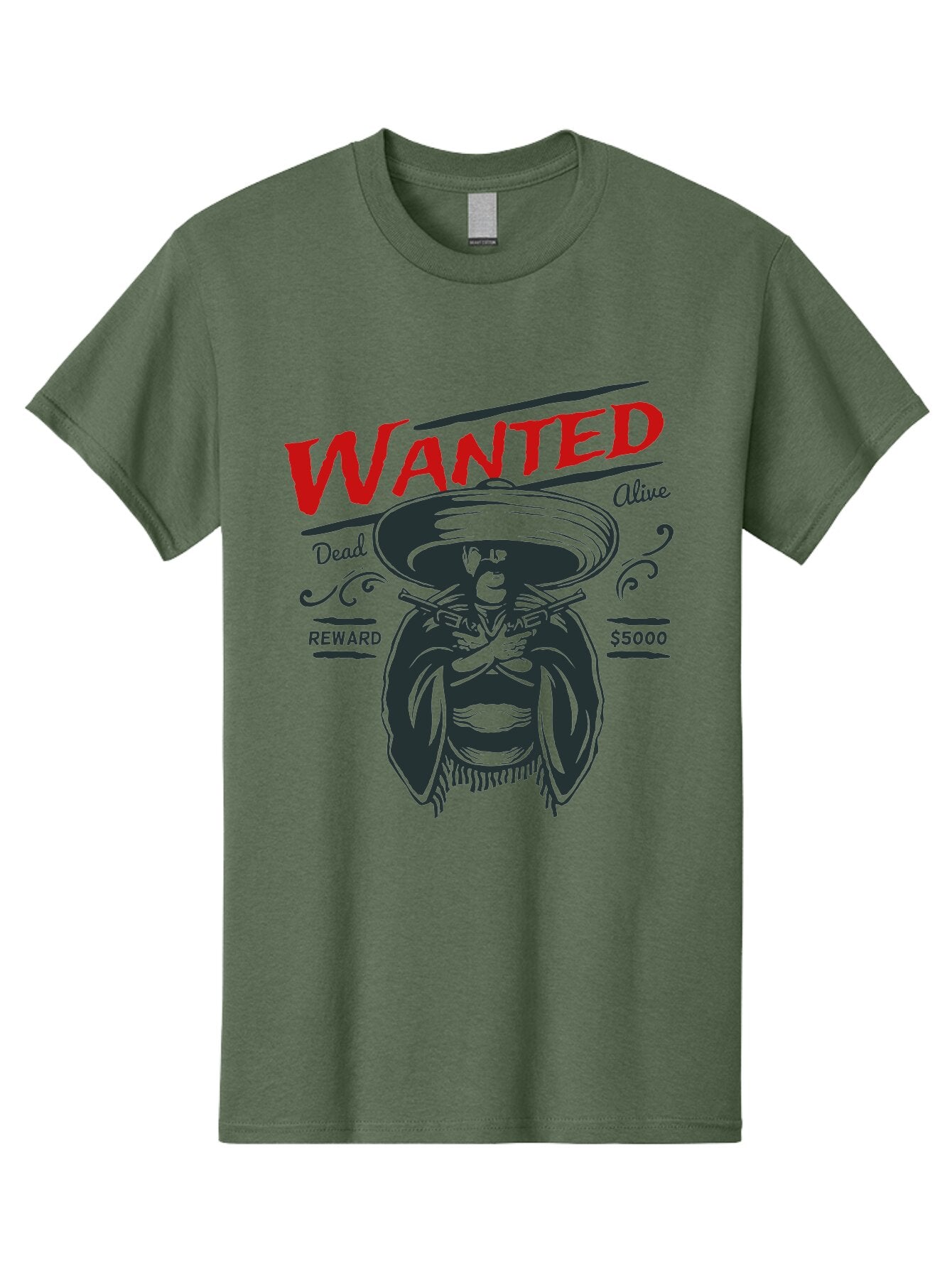 Wanted Men'S Graphic Tee, 100% Cotton, Comfortable Casual Summer Wear, Machine Washable, Wanted Poster, Mexican Bandit, Outlaw Illustration, Armed Fugitive, Vintage Wanted Sign, $5000 Reward, Dead Or Alive, Classic Western Art, Bold Graphics, Aae821 15