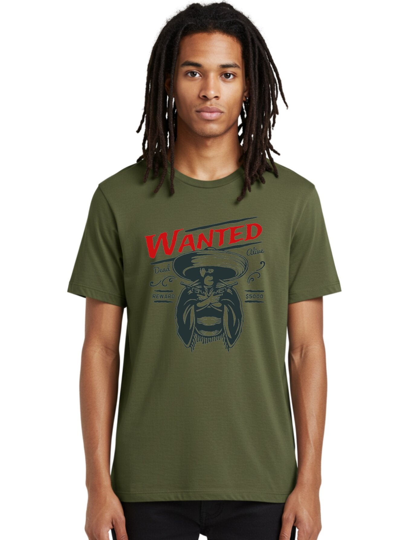 Wanted Men'S Graphic Tee, 100% Cotton, Comfortable Casual Summer Wear, Machine Washable, Wanted Poster, Mexican Bandit, Outlaw Illustration, Armed Fugitive, Vintage Wanted Sign, $5000 Reward, Dead Or Alive, Classic Western Art, Bold Graphics, Aae821 30