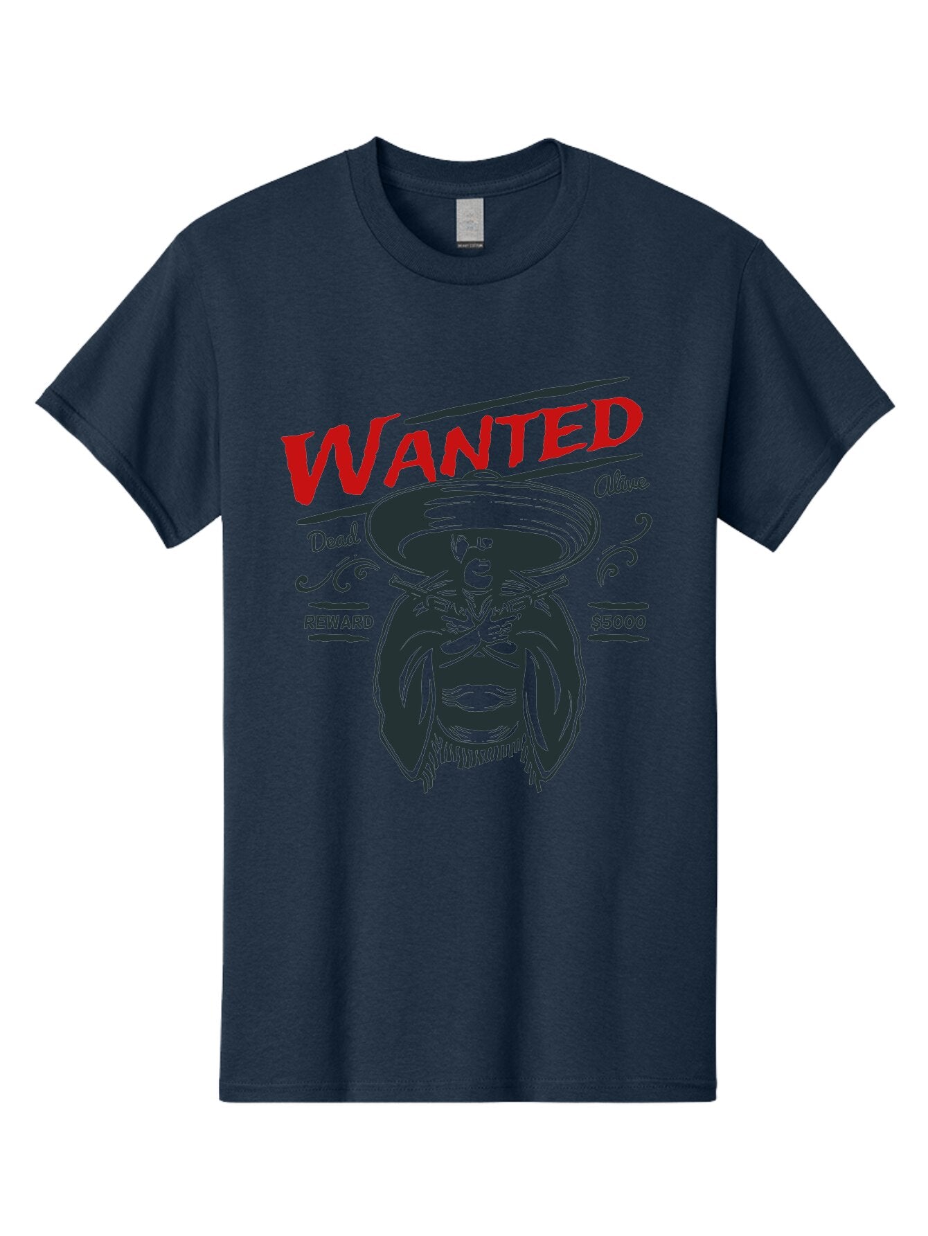 Wanted Men'S Graphic Tee, 100% Cotton, Comfortable Casual Summer Wear, Machine Washable, Wanted Poster, Mexican Bandit, Outlaw Illustration, Armed Fugitive, Vintage Wanted Sign, $5000 Reward, Dead Or Alive, Classic Western Art, Bold Graphics, Aae821 8
