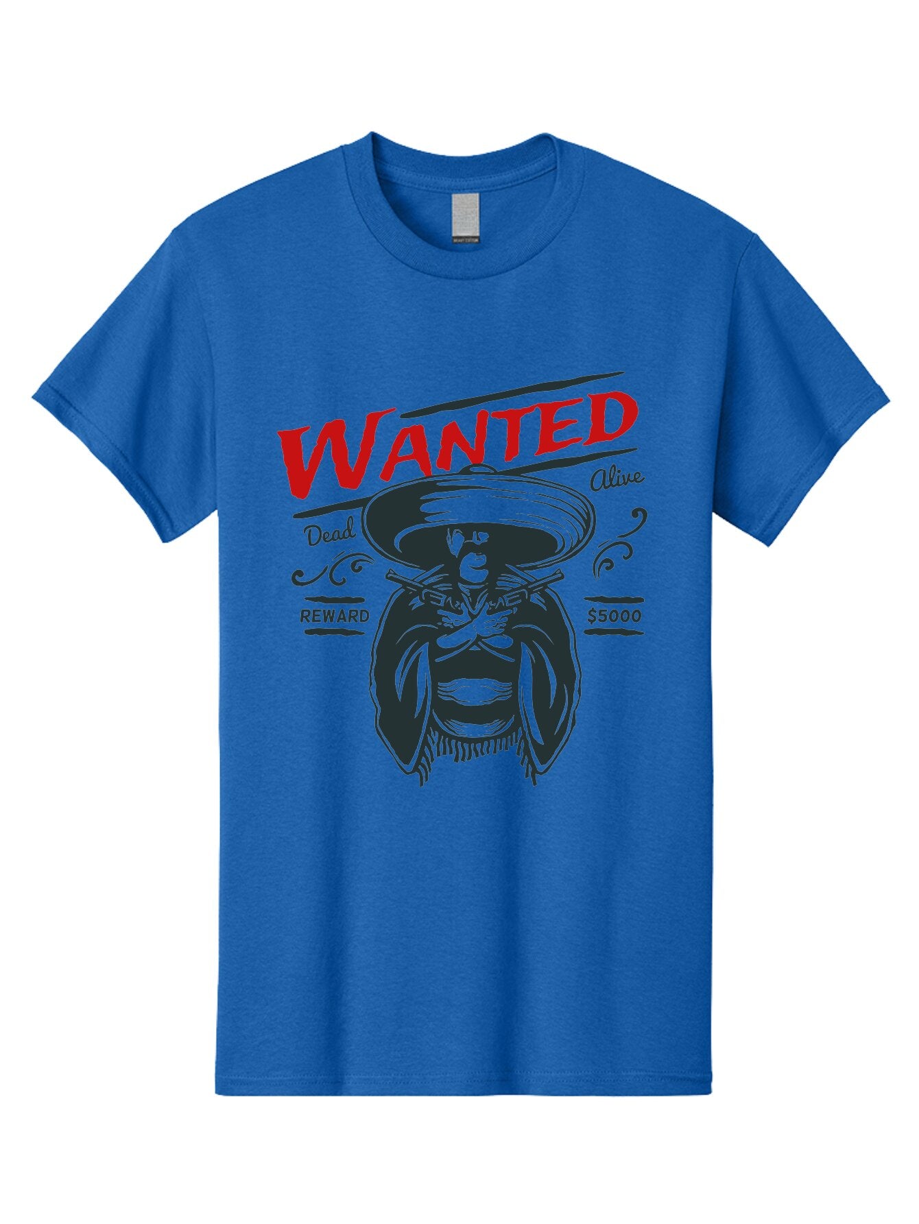Wanted Men'S Graphic Tee, 100% Cotton, Comfortable Casual Summer Wear, Machine Washable, Wanted Poster, Mexican Bandit, Outlaw Illustration, Armed Fugitive, Vintage Wanted Sign, $5000 Reward, Dead Or Alive, Classic Western Art, Bold Graphics, Aae821 14